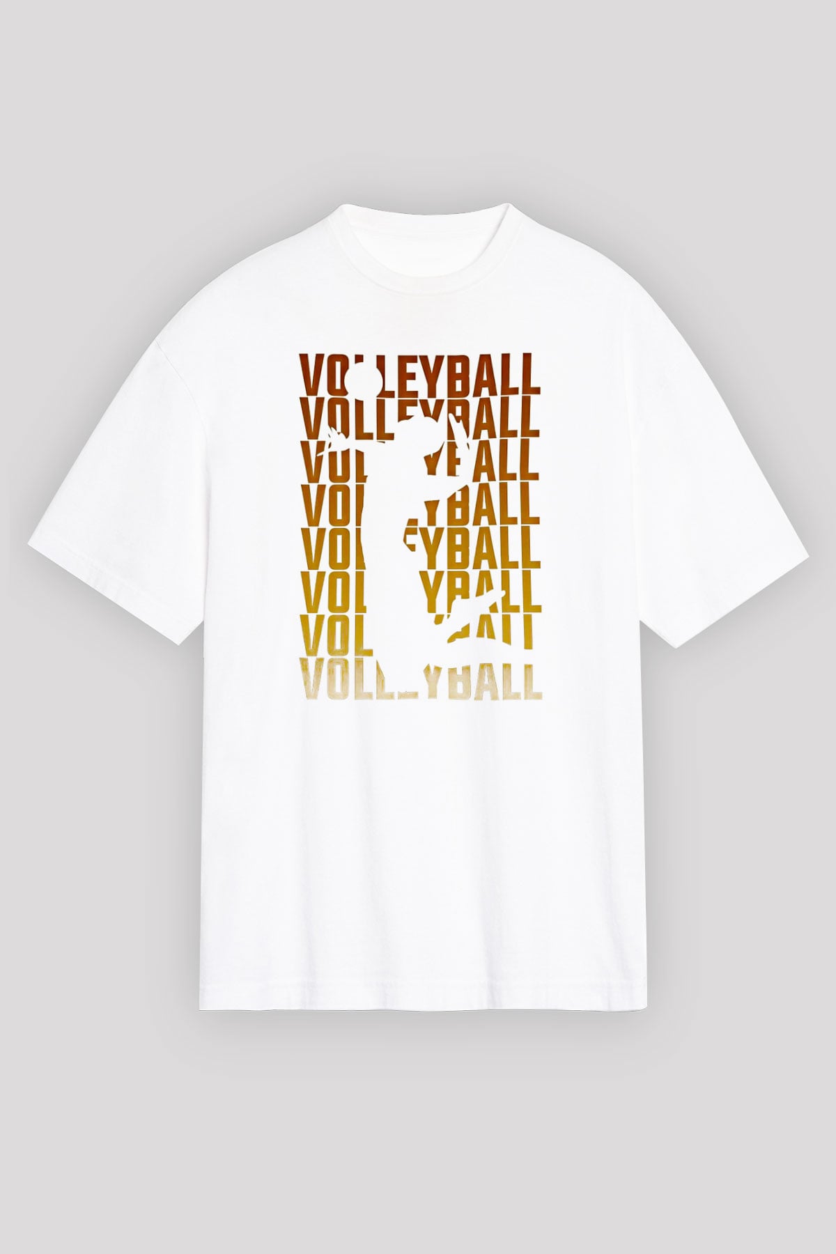 Voleybol Baskılı Unisex Beyaz Oversize Tişört - Tshirt