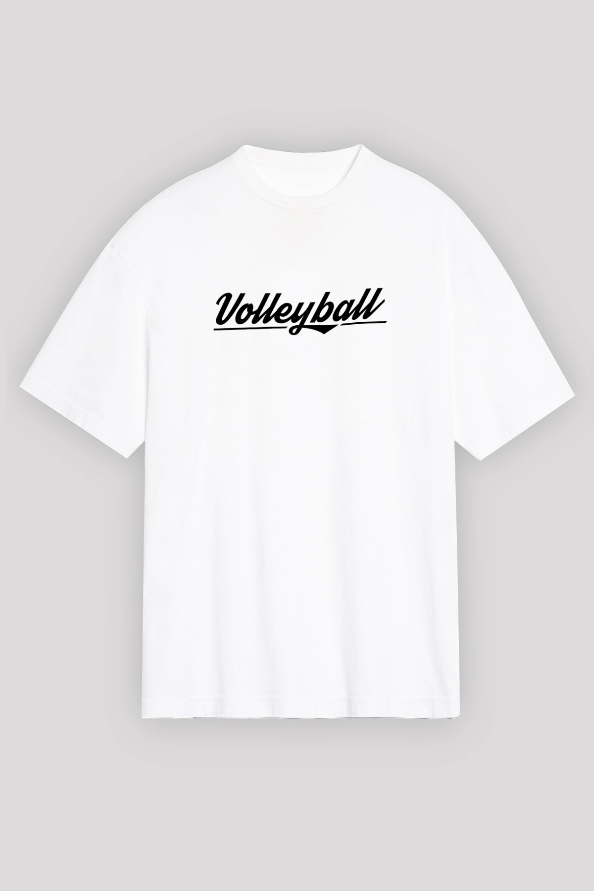 Voleybol Baskılı Unisex Beyaz Oversize Tişört - Tshirt