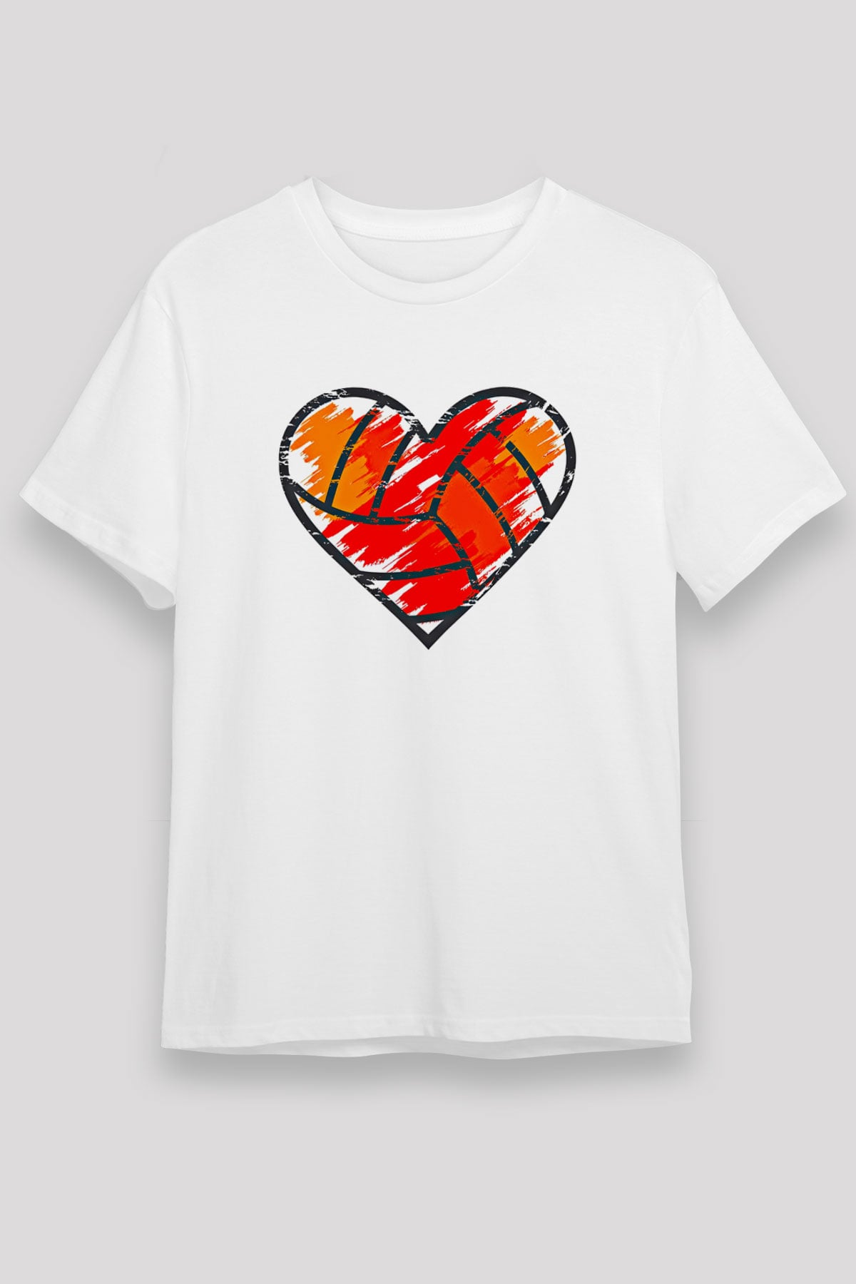 Voleybol Baskılı Unisex Beyaz Tişört - Tshirt