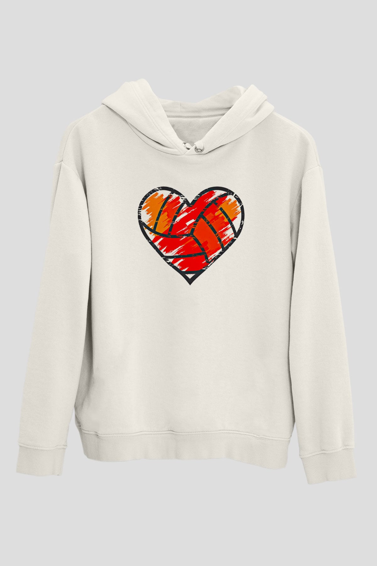 Voleybol Baskılı Unisex Ekru Hoodie