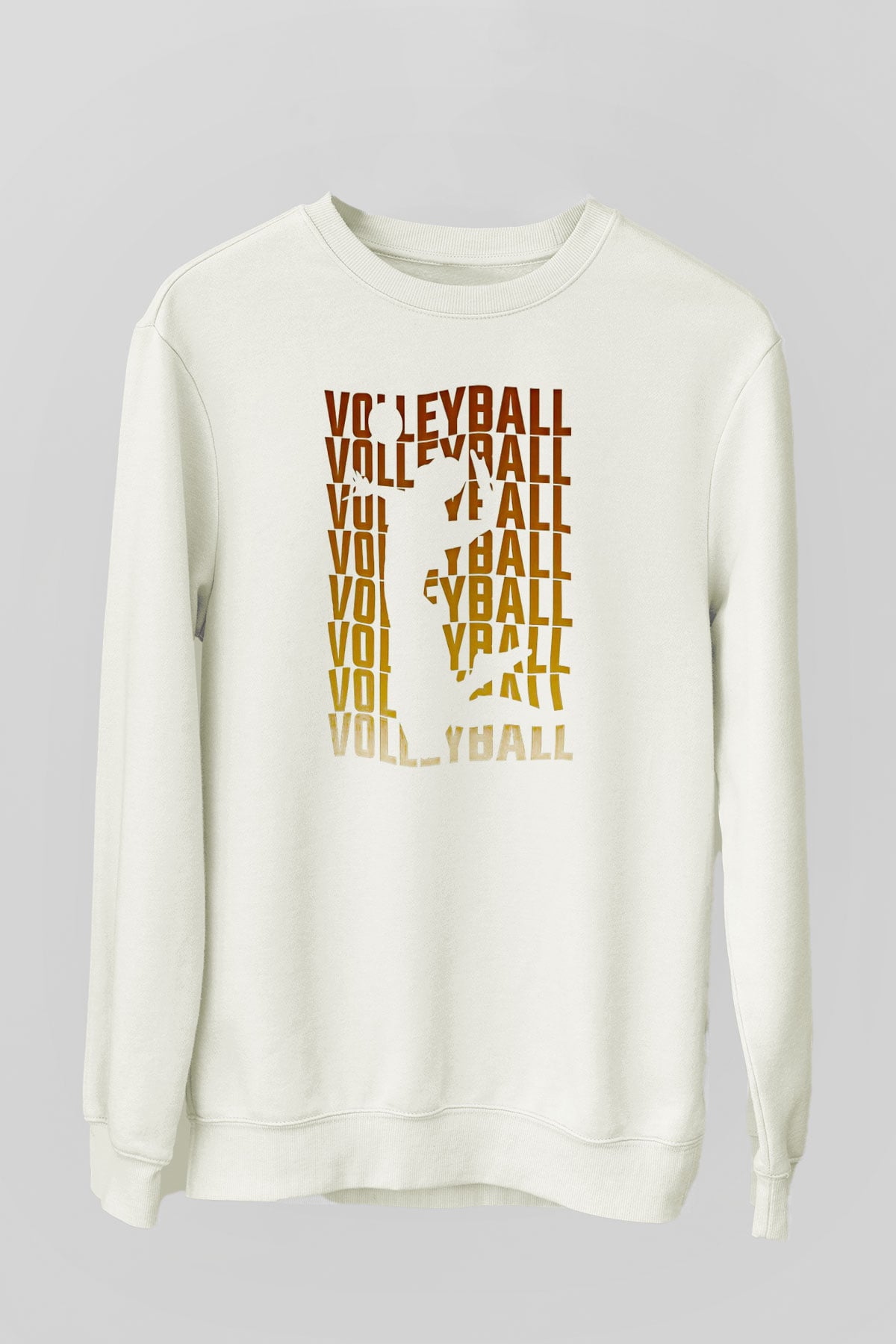 Voleybol Baskılı Unisex Ekru Sweatshirt
