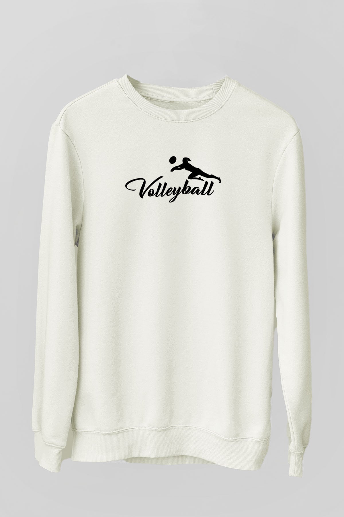 Voleybol Baskılı Unisex Ekru Sweatshirt
