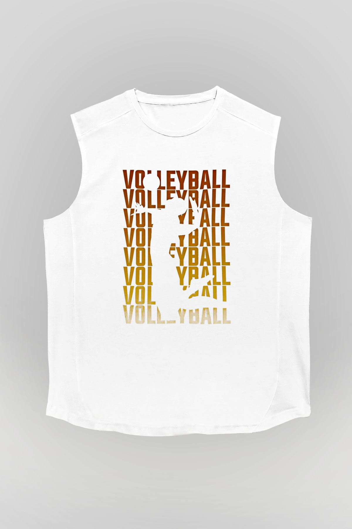 Voleybol Baskılı Unisex Kolsuz Beyaz Tişört