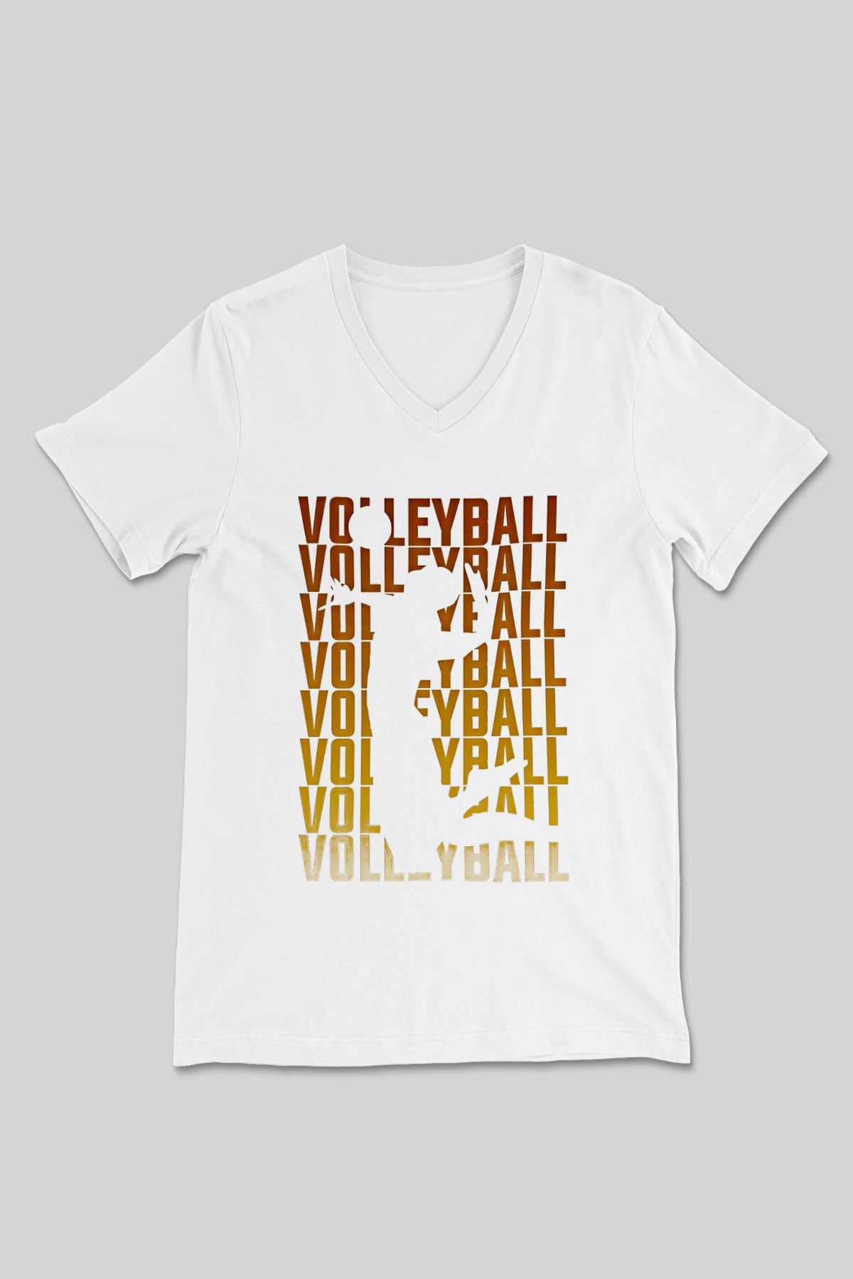 Voleybol Baskılı Unisex V Yaka Tişört - Tshirt