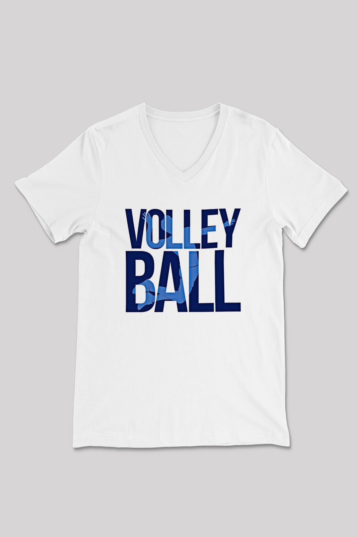 Voleybol Baskılı Unisex V Yaka Tişört - Tshirt