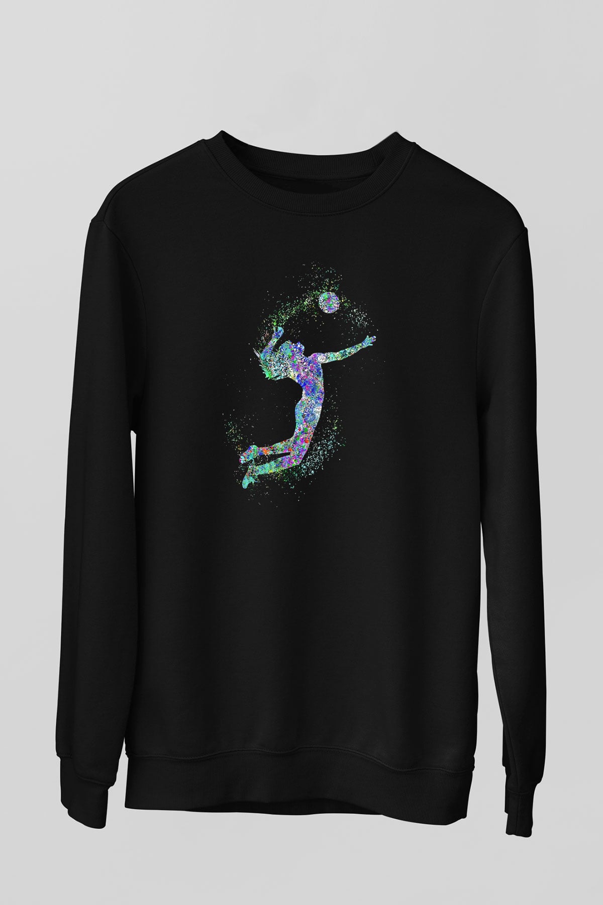 Voleybol - Volleyball Baskılı Unisex Siyah Sweatshirt