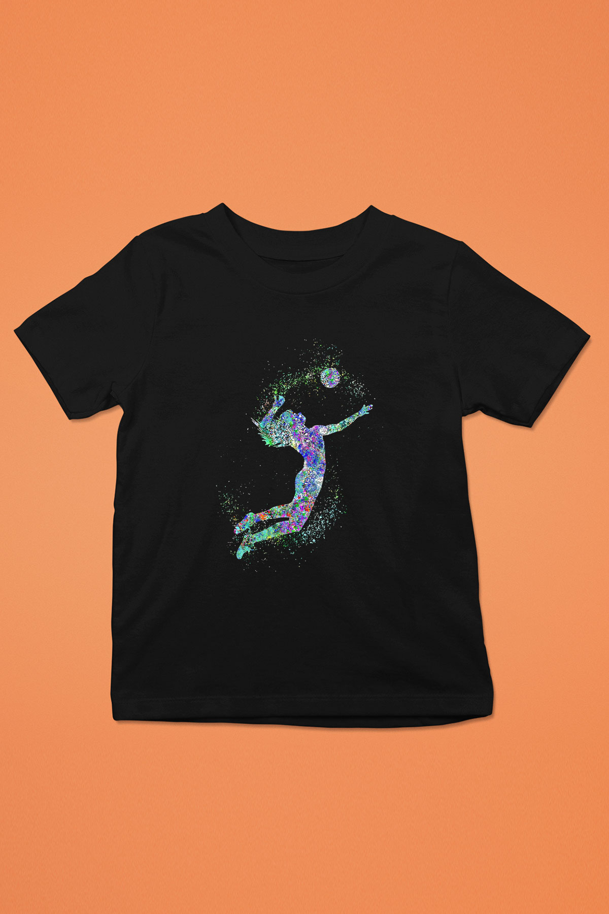 Voleybol - Volleyball Baskılı Unisex Siyah Çocuk Tİşörtü - Tshirt
