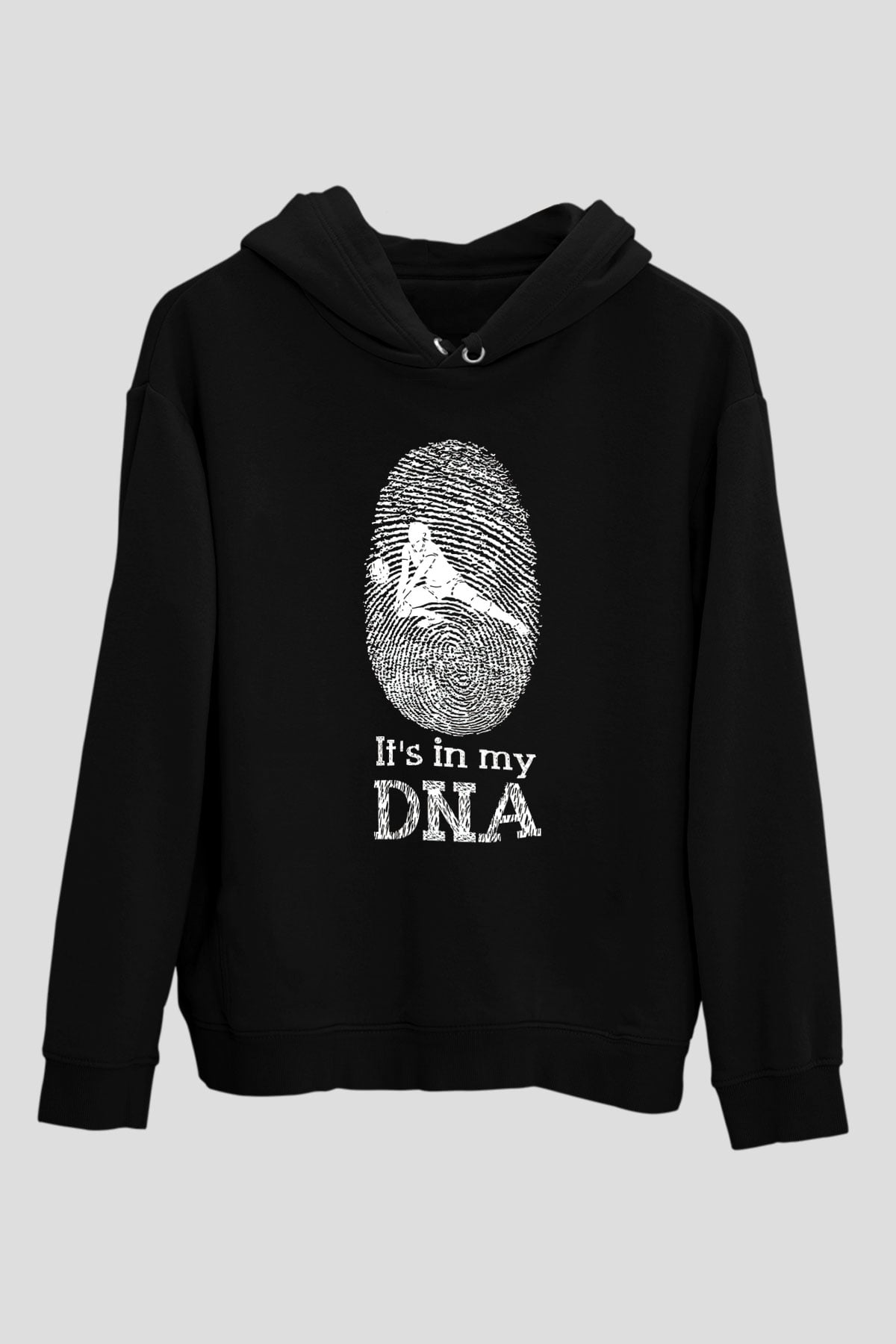 Voleybol - Volleyball Baskılı Unisex Siyah Kapüşonlu Sweatshirt