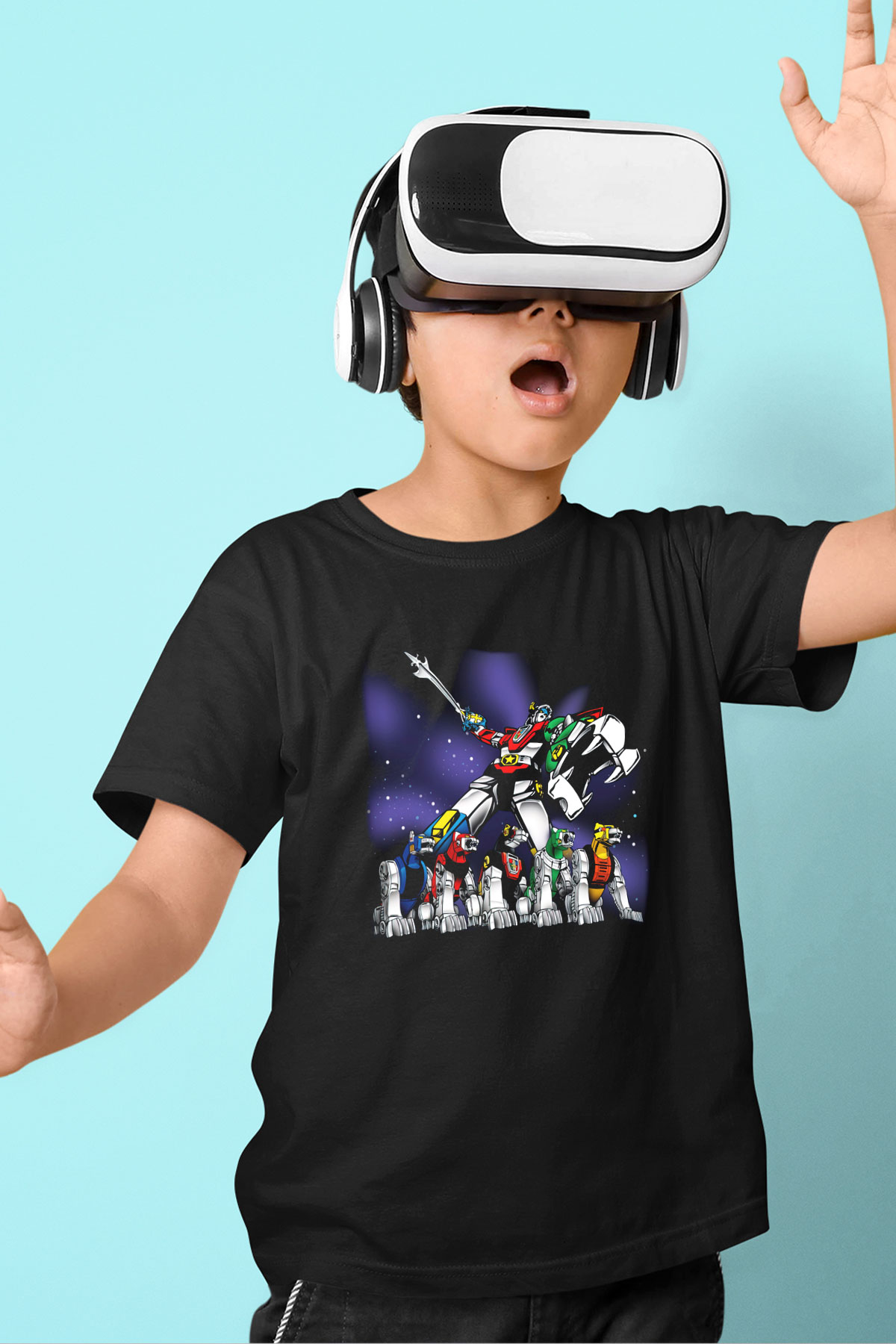 Voltron Baskılı Siyah Unisex Çocuk Tişört