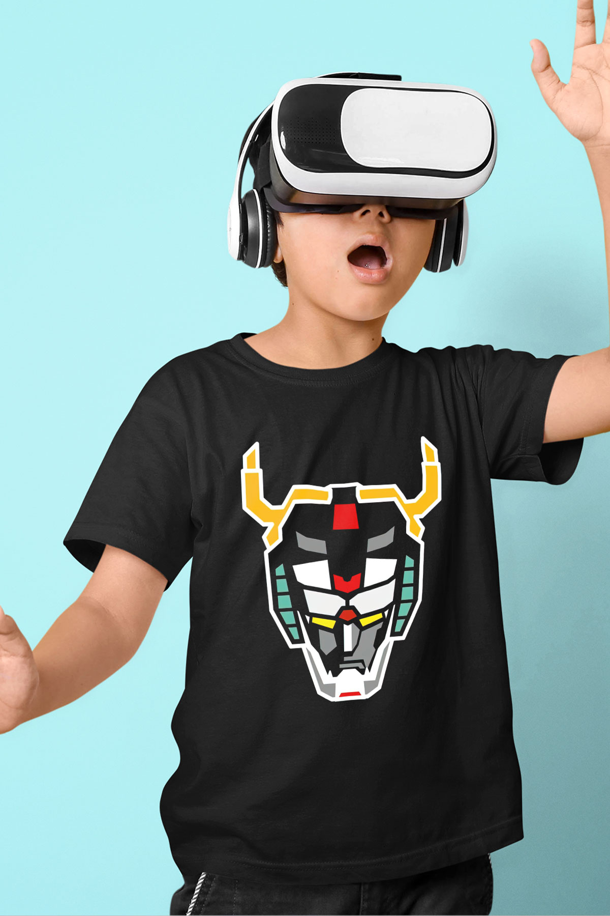 Voltron Baskılı Siyah Unisex Çocuk Tişört