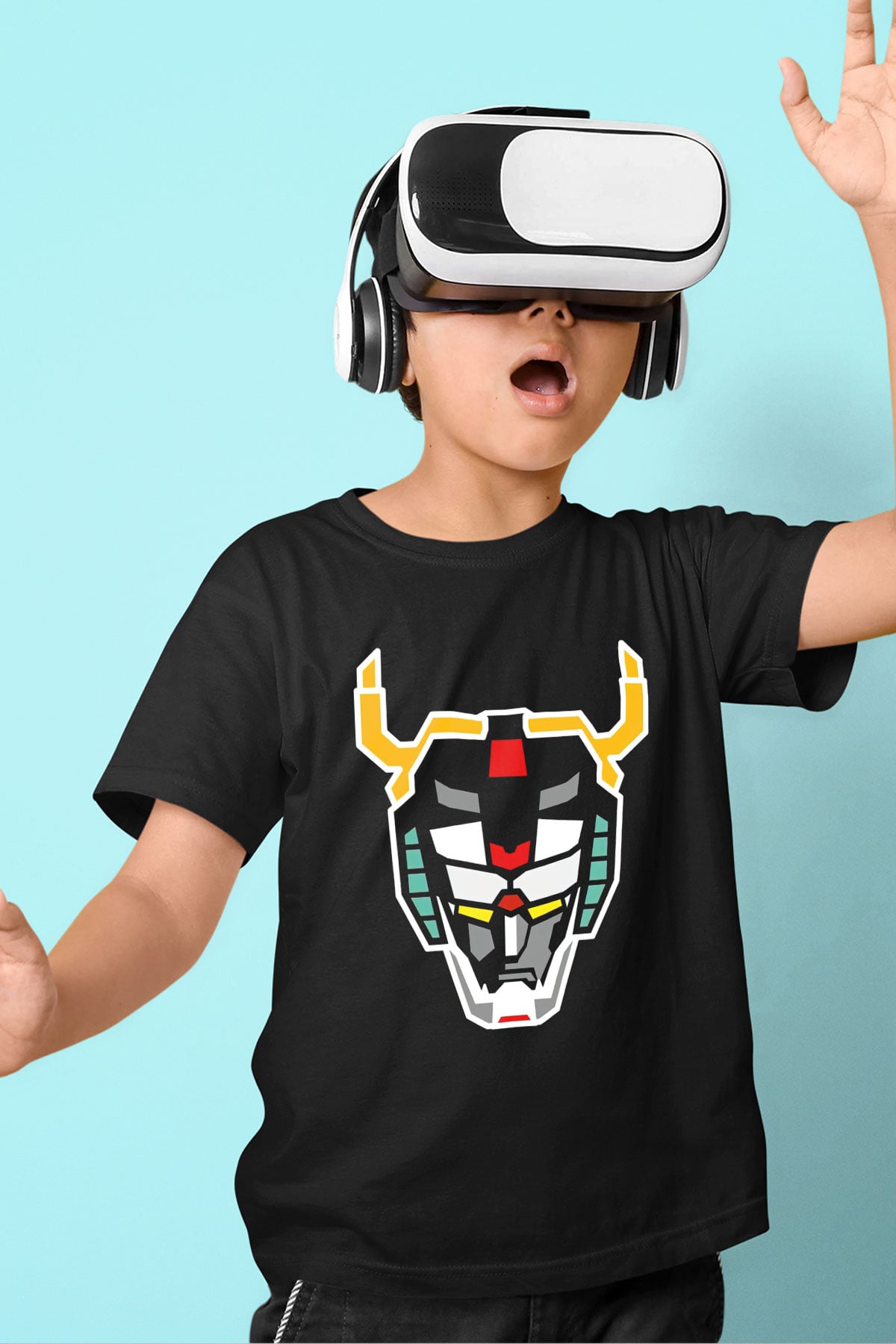 Voltron Baskılı Siyah Unisex Çocuk Tişört