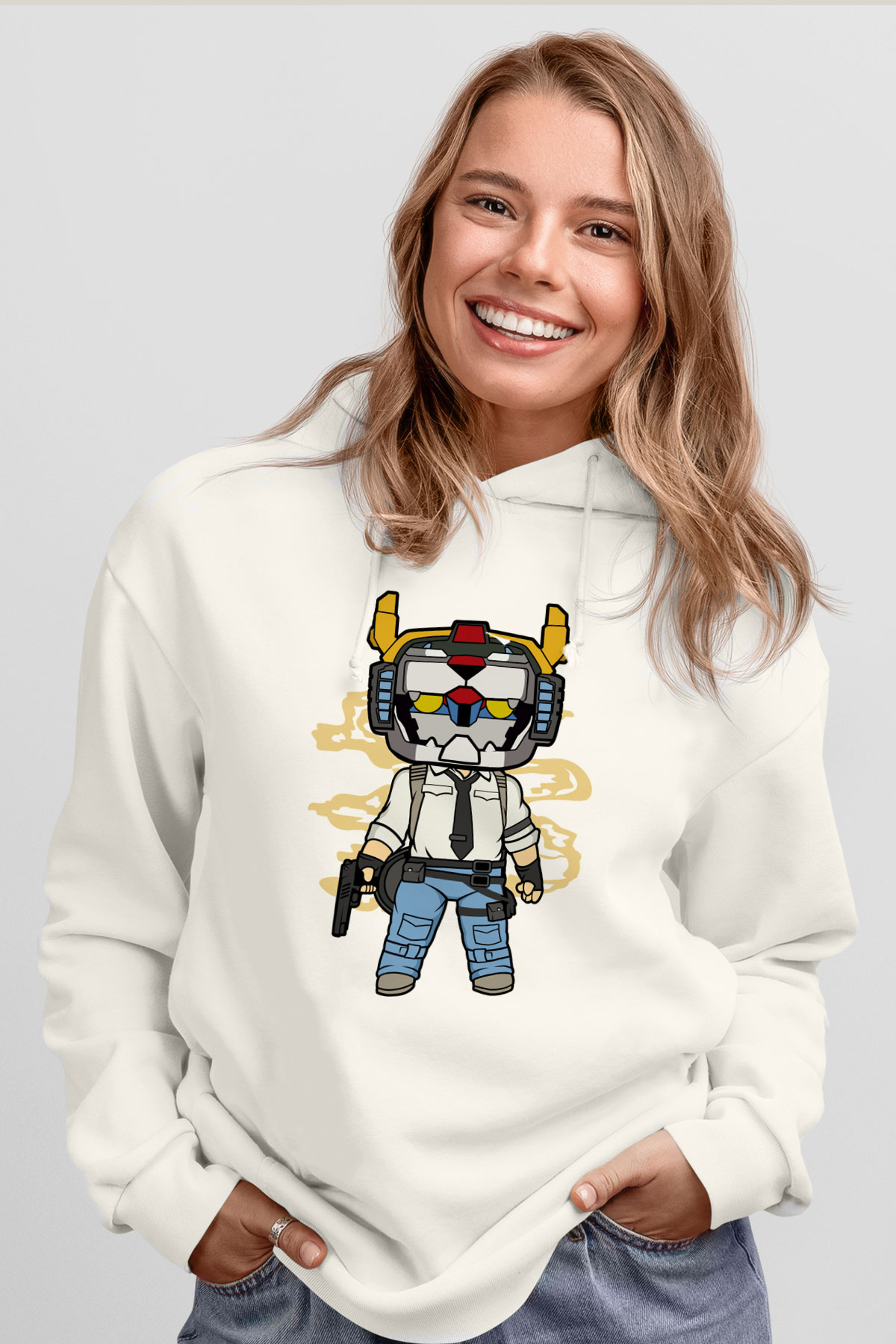 Voltron Pub-G Baskılı Unisex Beyaz Hoodie