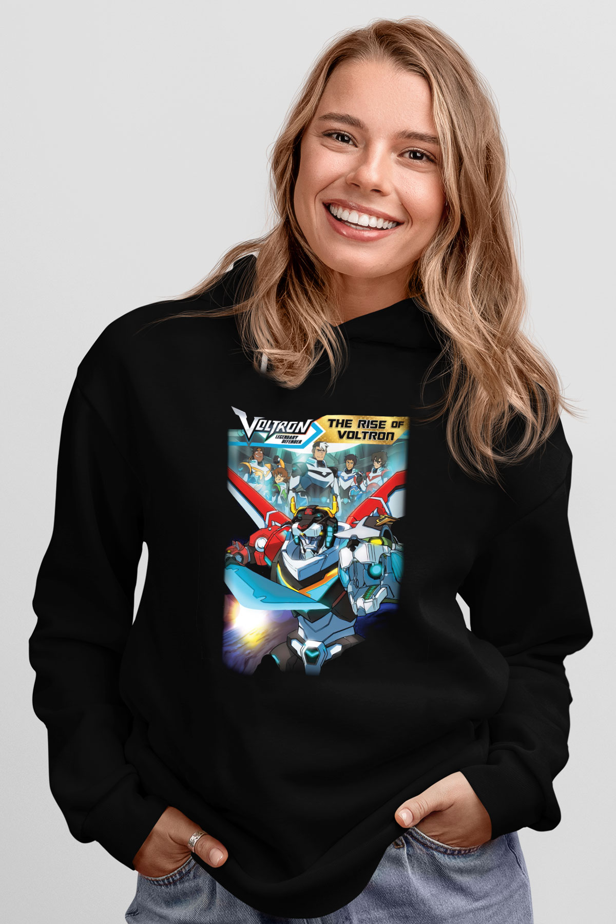 Voltron Siyah Unisex Kapüşonlu Sweatshirt