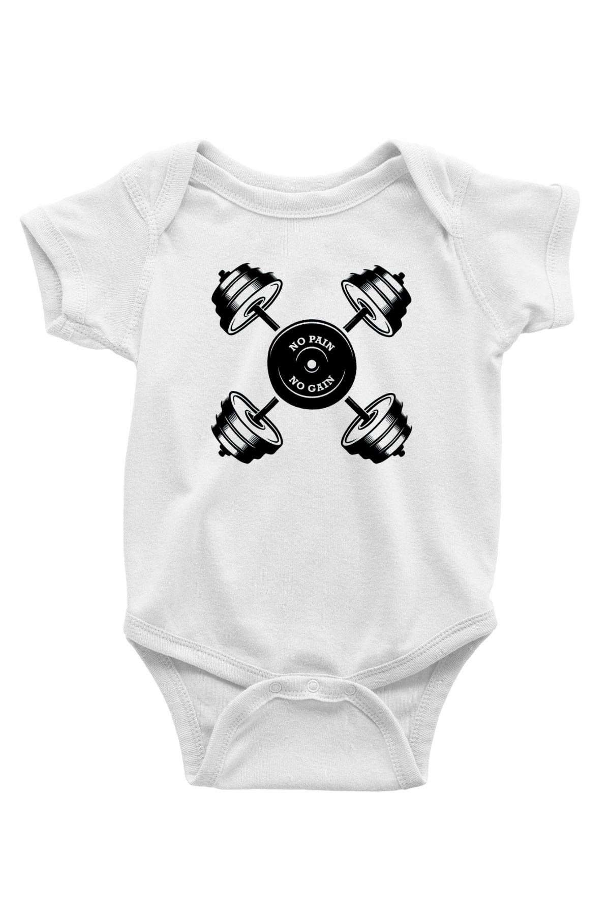 Vücut geliştirme Baskılı Beyaz Unisex Bebek Body - Zıbın
