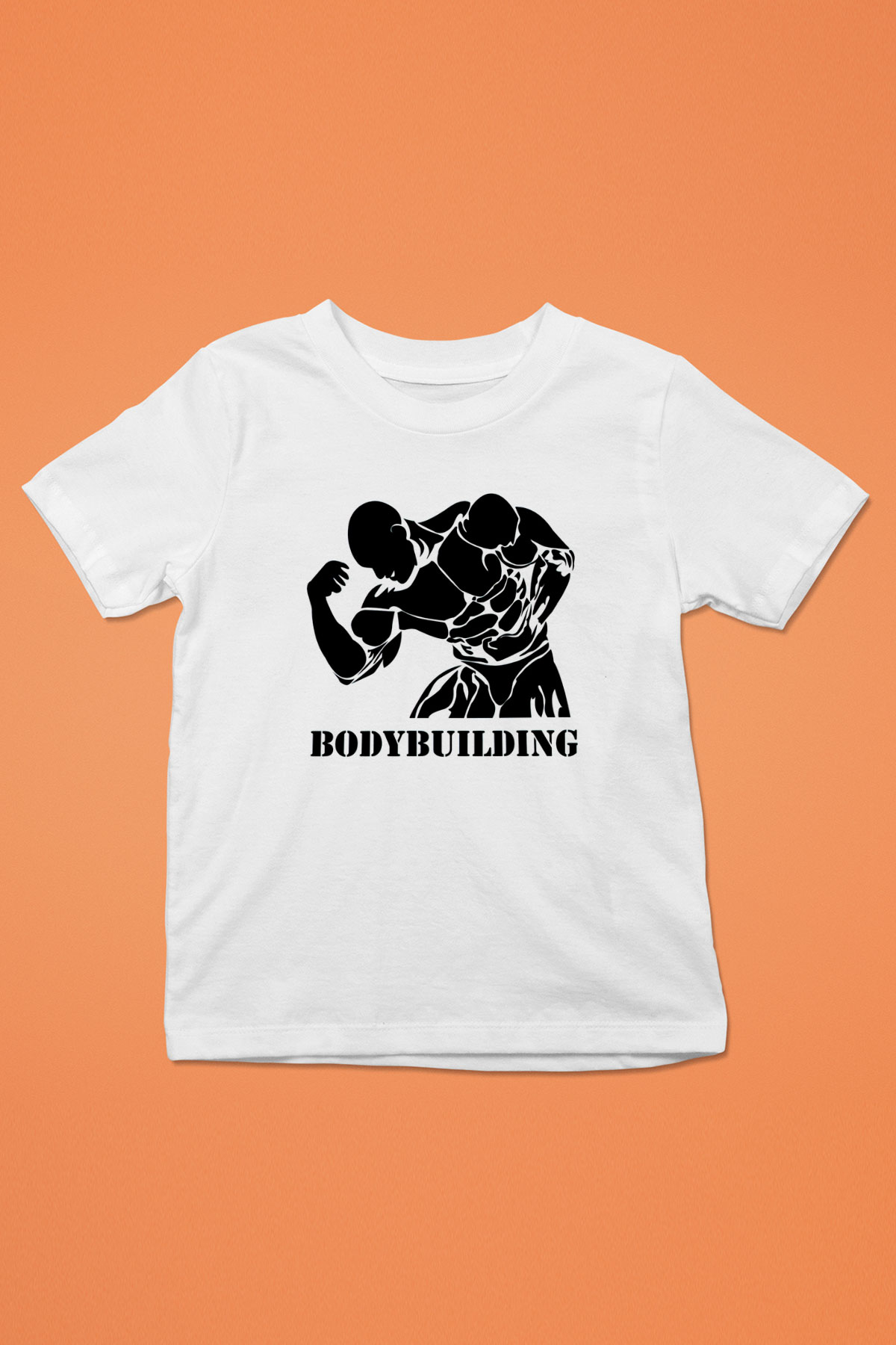 Vücut geliştirme Baskılı Beyaz Unisex Çocuk Tişört
