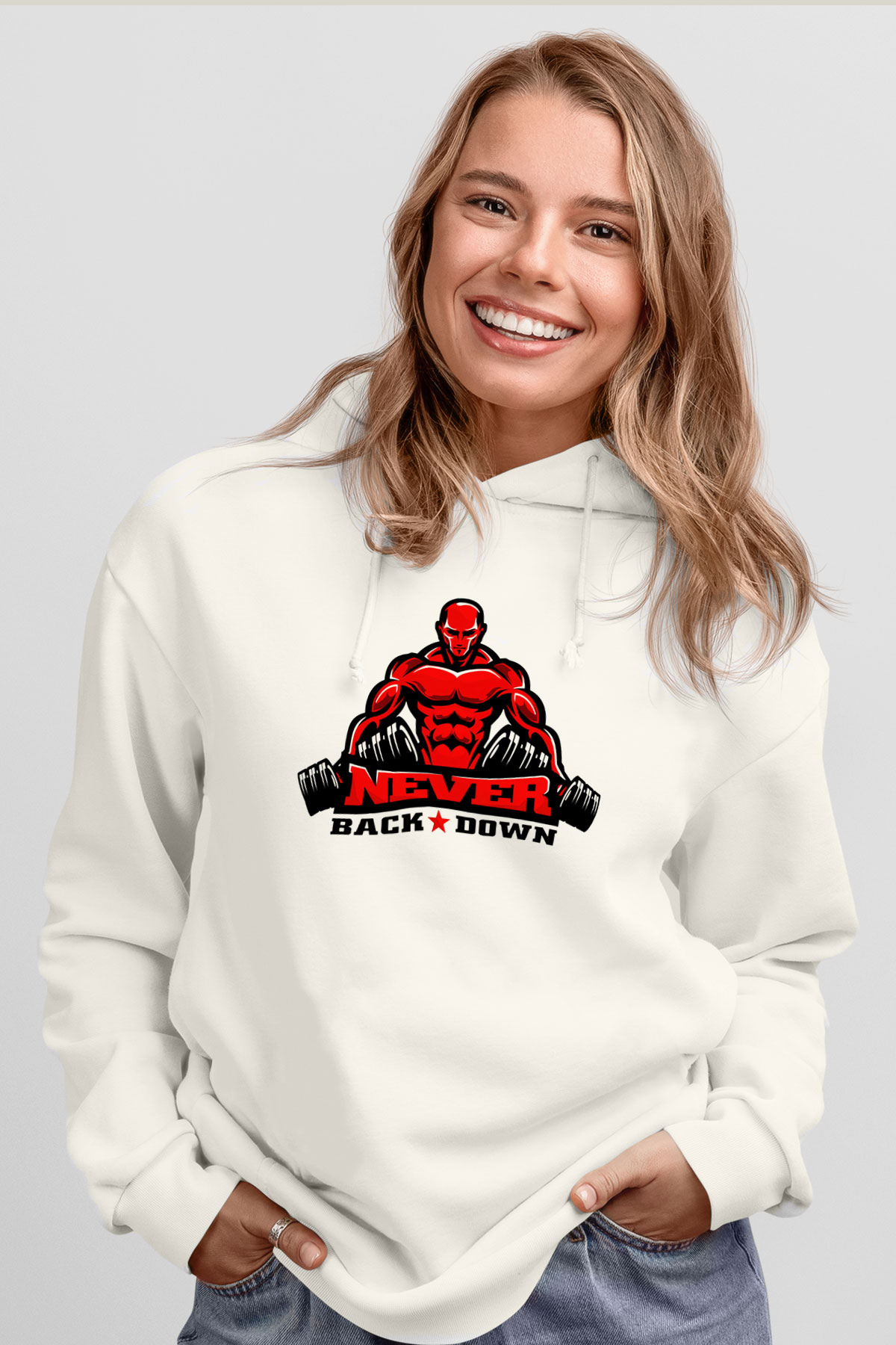 Vücut geliştirme Beyaz Unisex Hoodie