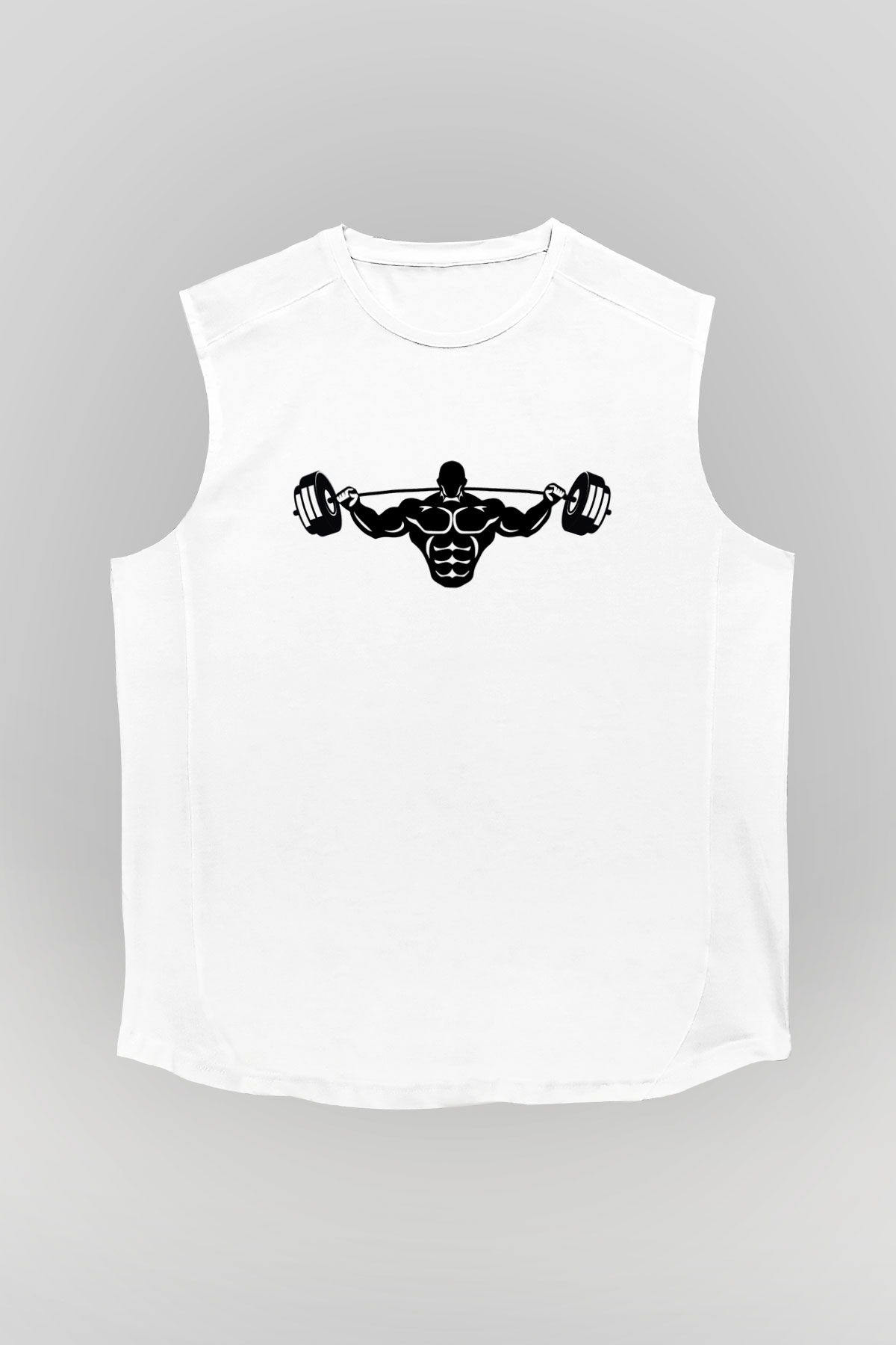 Vücut geliştirme Beyaz Unisex Kolsuz Tişört