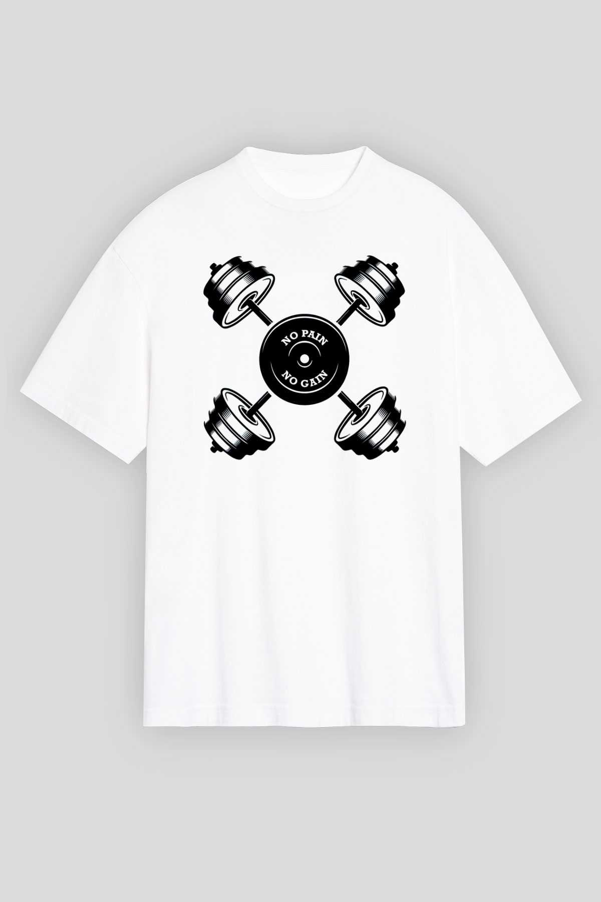 Vücut geliştirme Beyaz Unisex Oversize Tişört T-Shirt