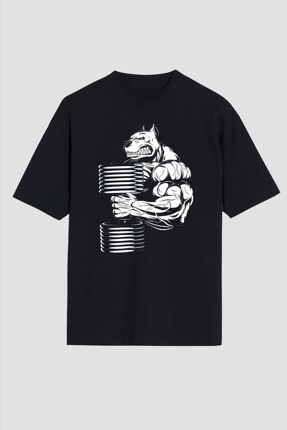 Vücut geliştirme Siyah Unisex Oversize Tişört T-Shirt