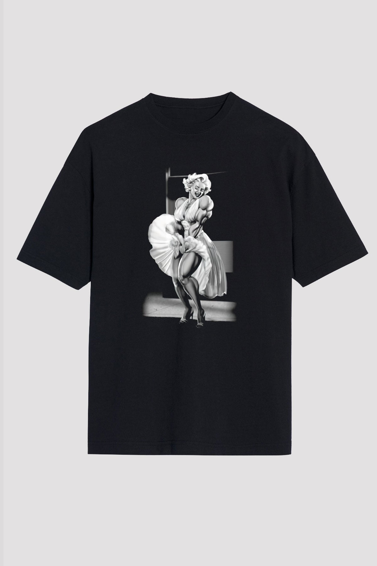 Vücut geliştirme Siyah Unisex Oversize Tişört T-Shirt