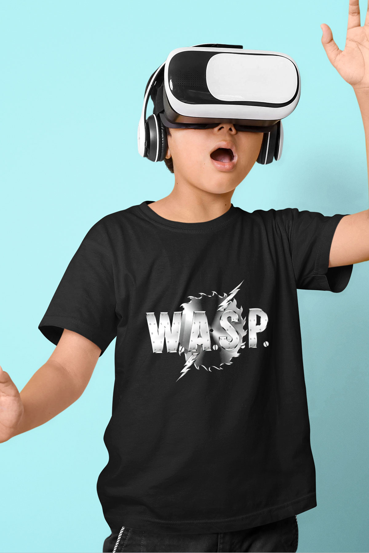 W.A.S.P Baskılı Siyah Unisex Çocuk Tişört
