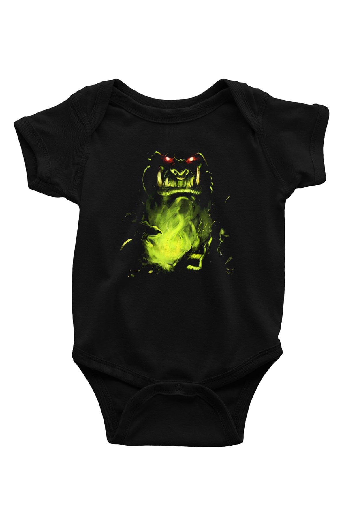 Warcraft Baskılı Siyah Bebek Body - Zıbın