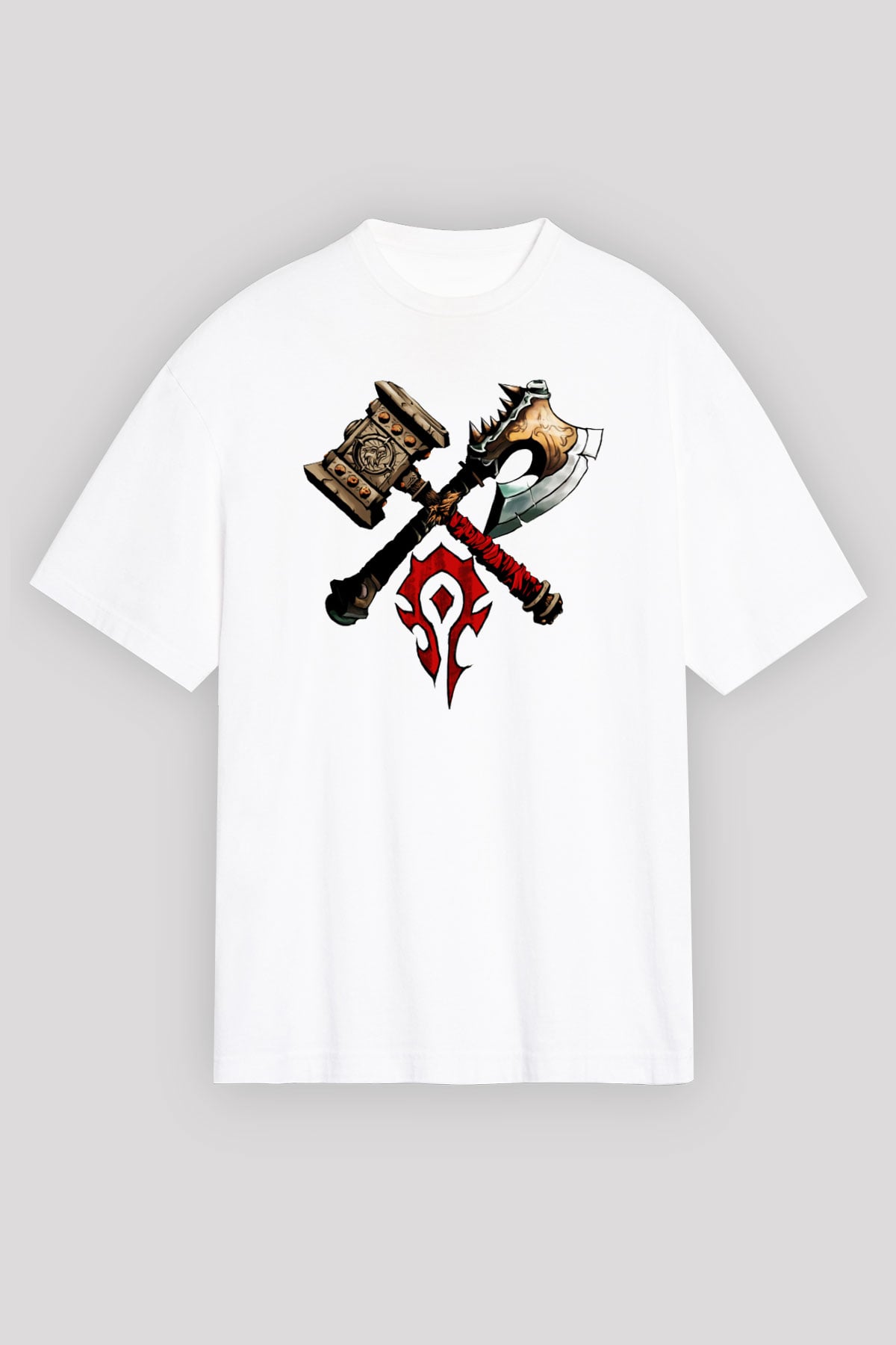 Warcraft Beyaz Unisex Oversize Tişört T-Shirt