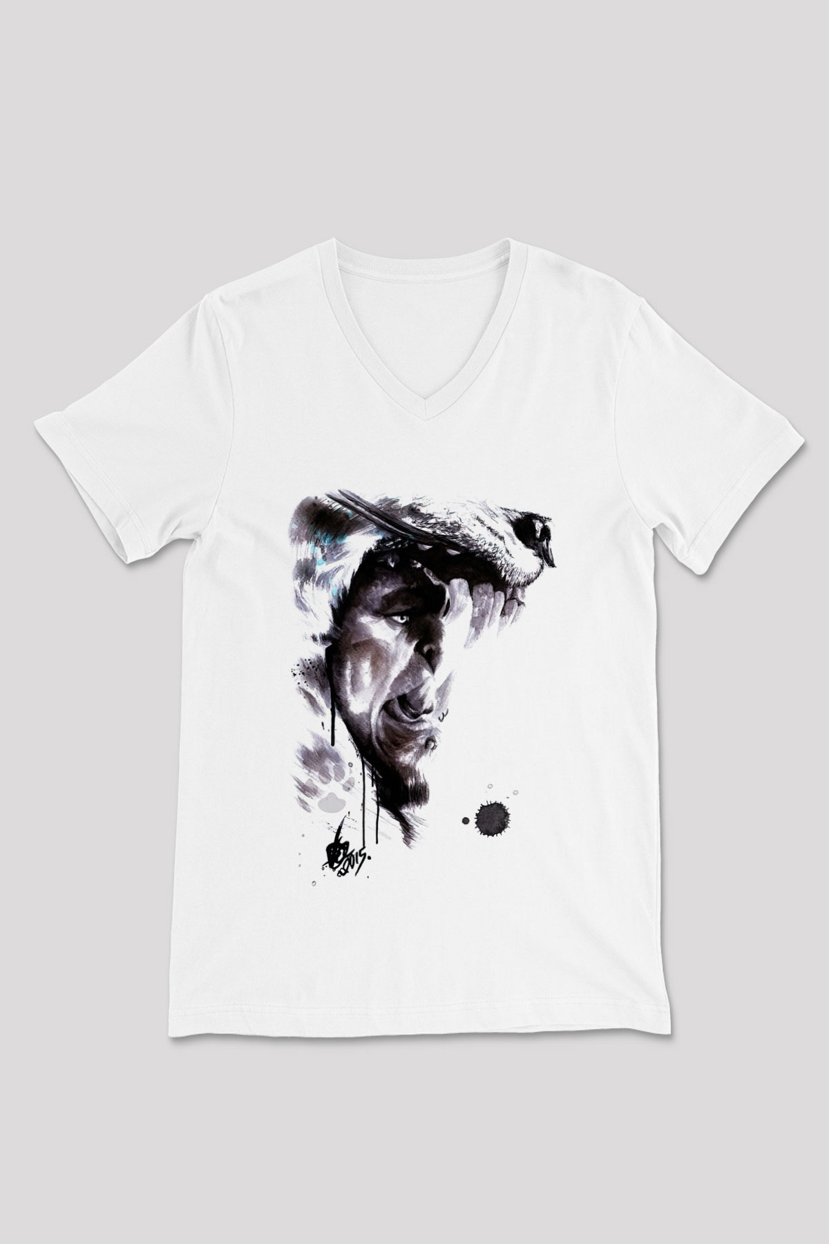 Warcraft Beyaz Unisex V Yaka Tişört T-Shirt