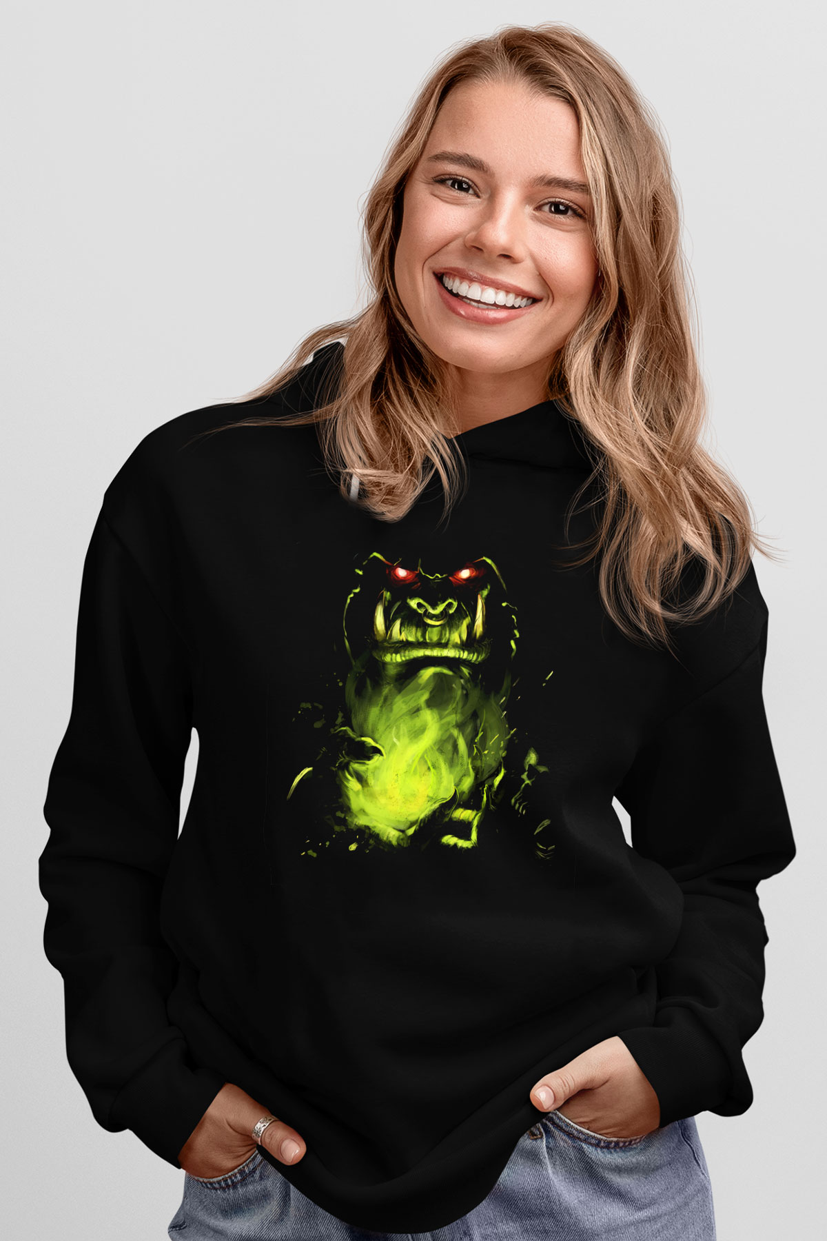 Warcraft Siyah Unisex Kapşonlu Sweatshirt