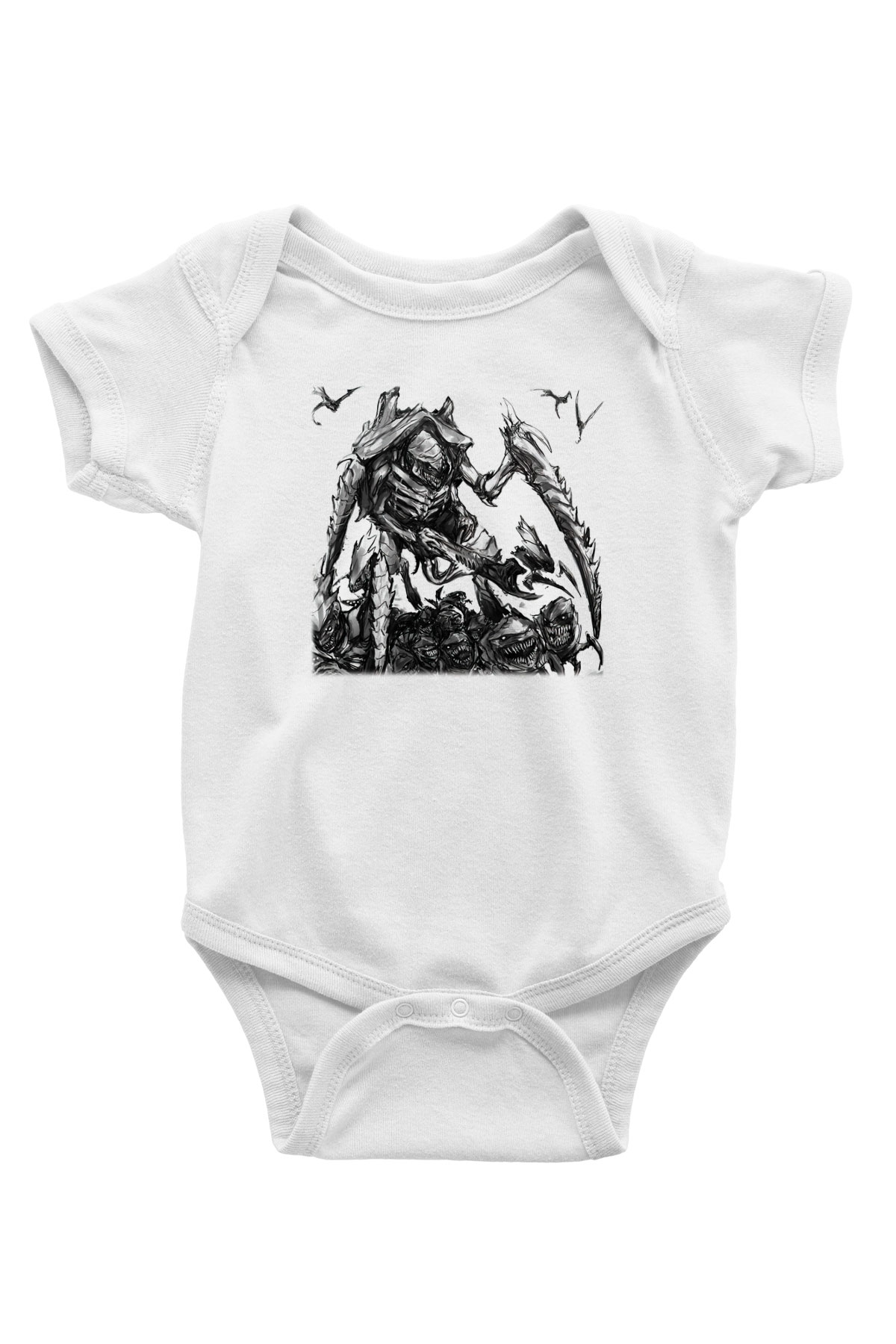 Warhammer Baskılı Beyaz Unisex Bebek Body - Zıbın