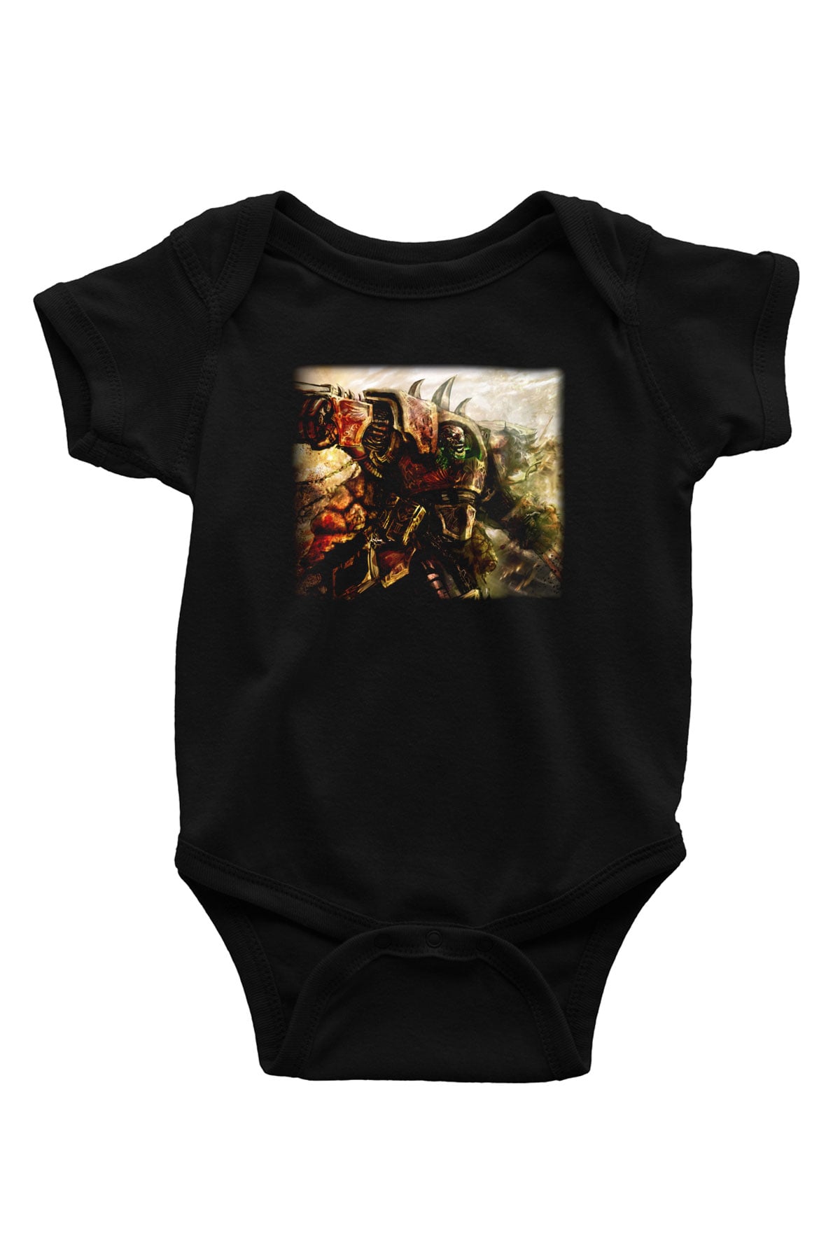 Warhammer Baskılı Siyah Bebek Body - Zıbın