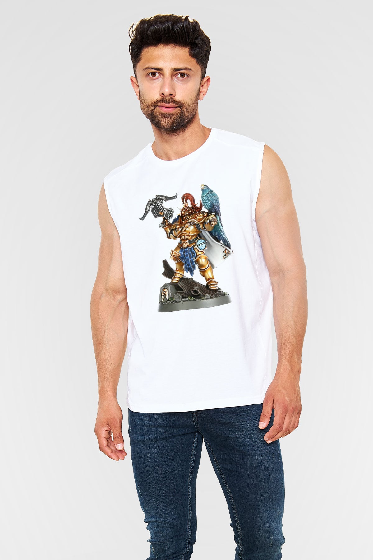 Warhammer Beyaz Unisex Kolsuz Tişört