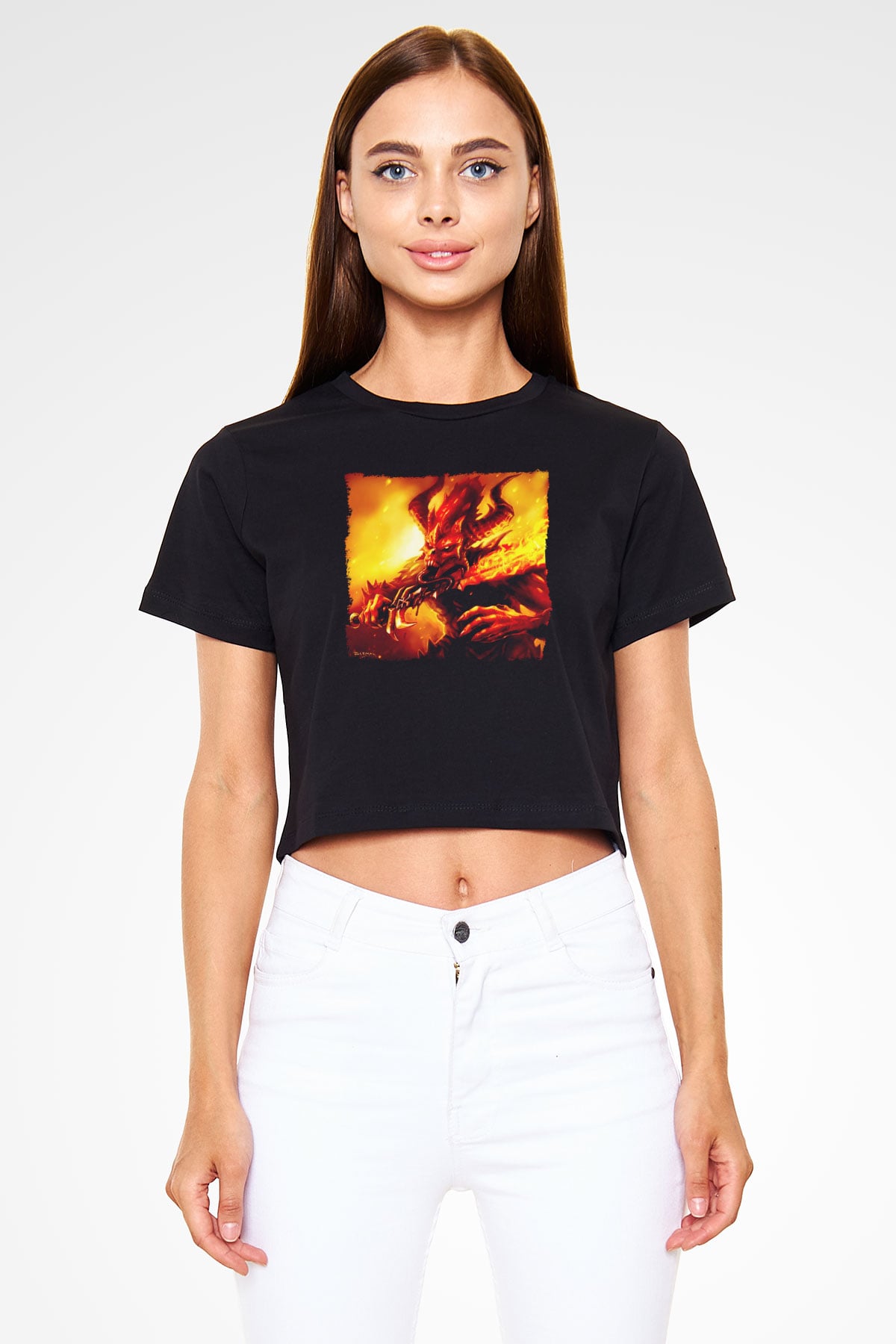 Warhammer Siyah  Crop Top Tişört