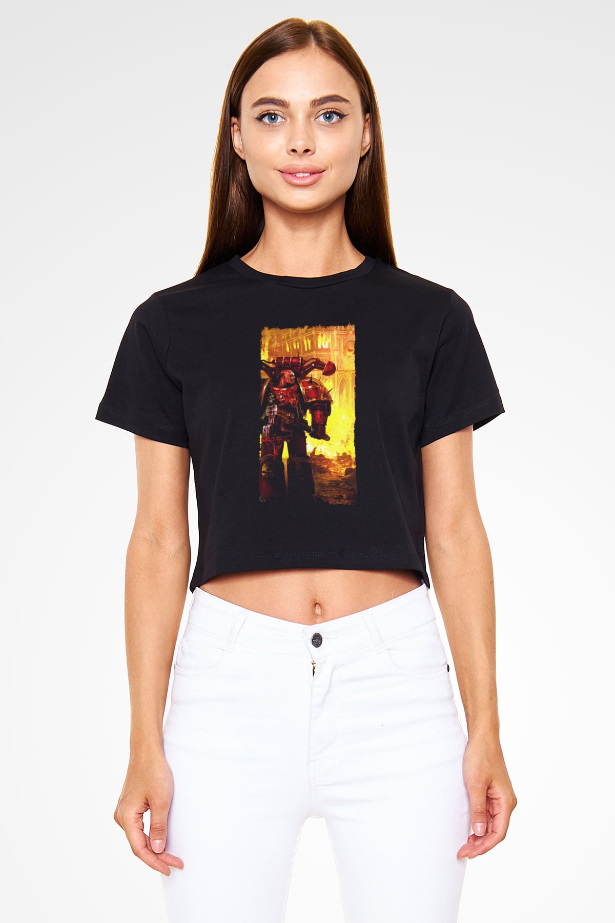 Warhammer Siyah  Crop Top Tişört