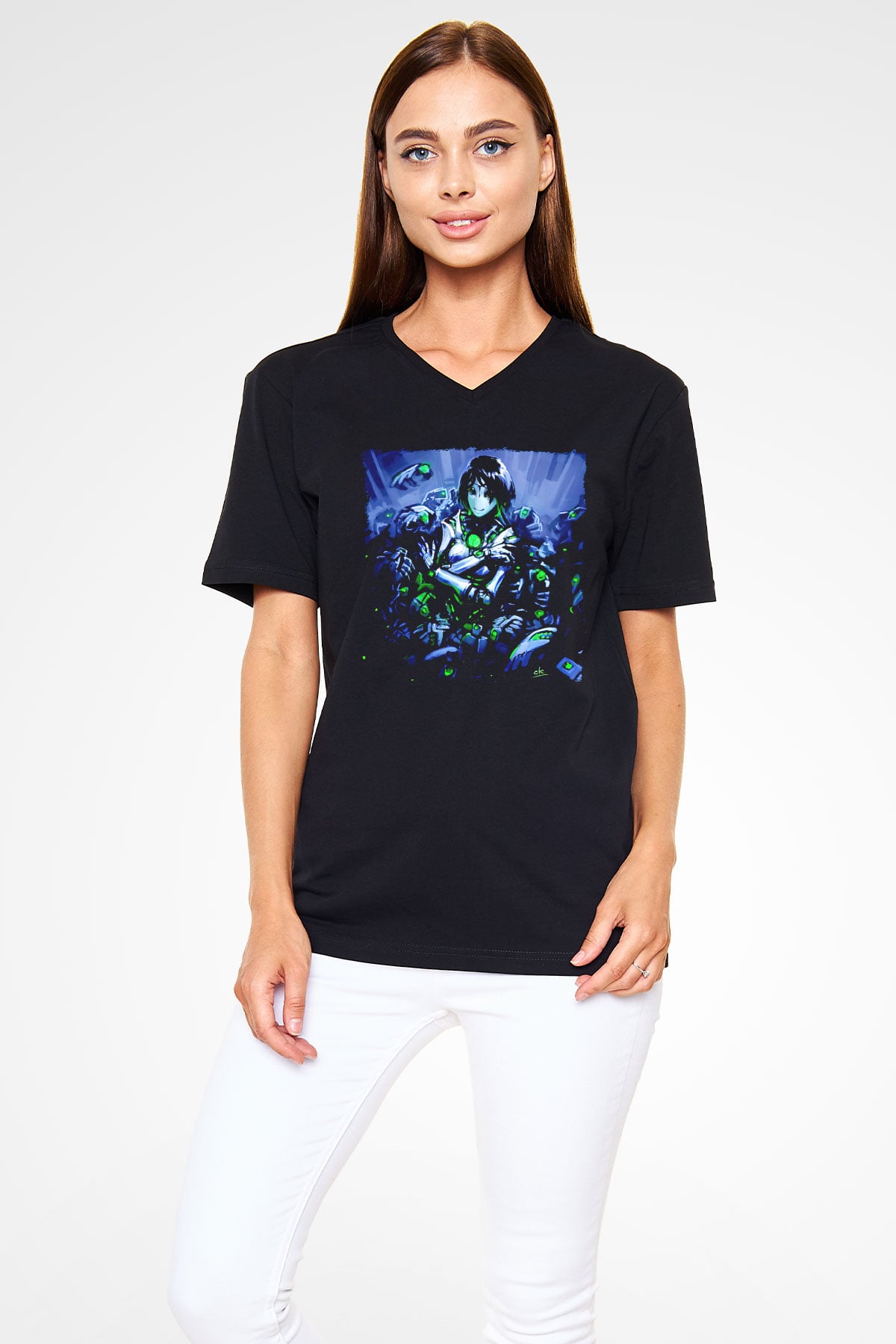 Warhammer Siyah Unisex V Yaka Tişört