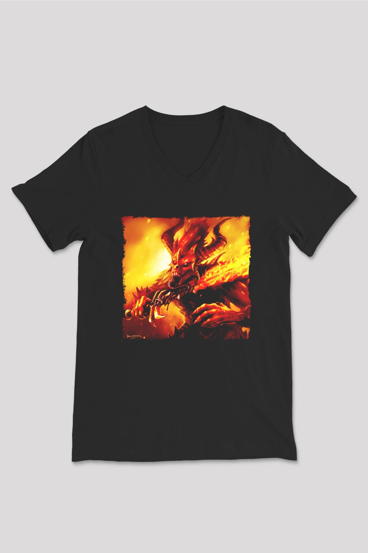 Warhammer Siyah Unisex V Yaka Tişört