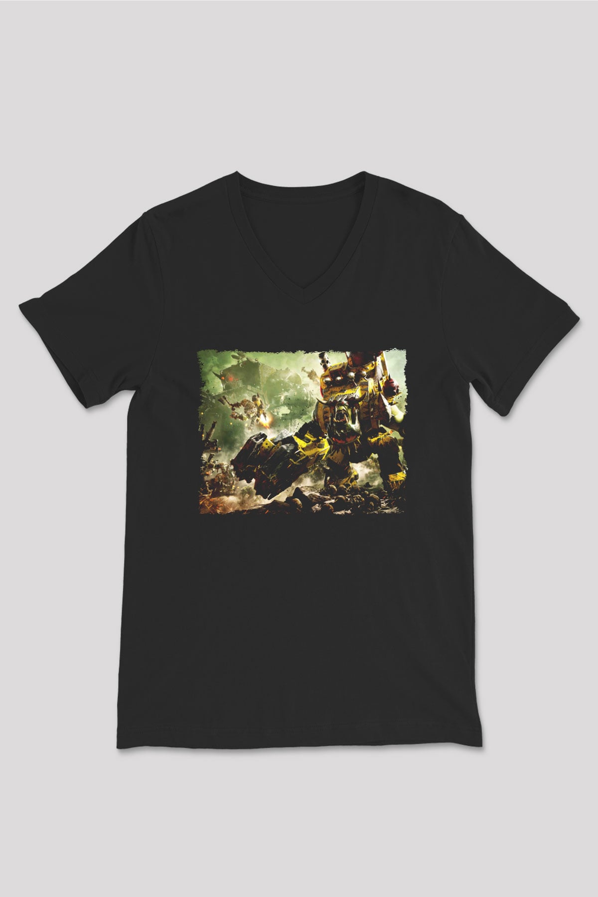 Warhammer Siyah Unisex V Yaka Tişört