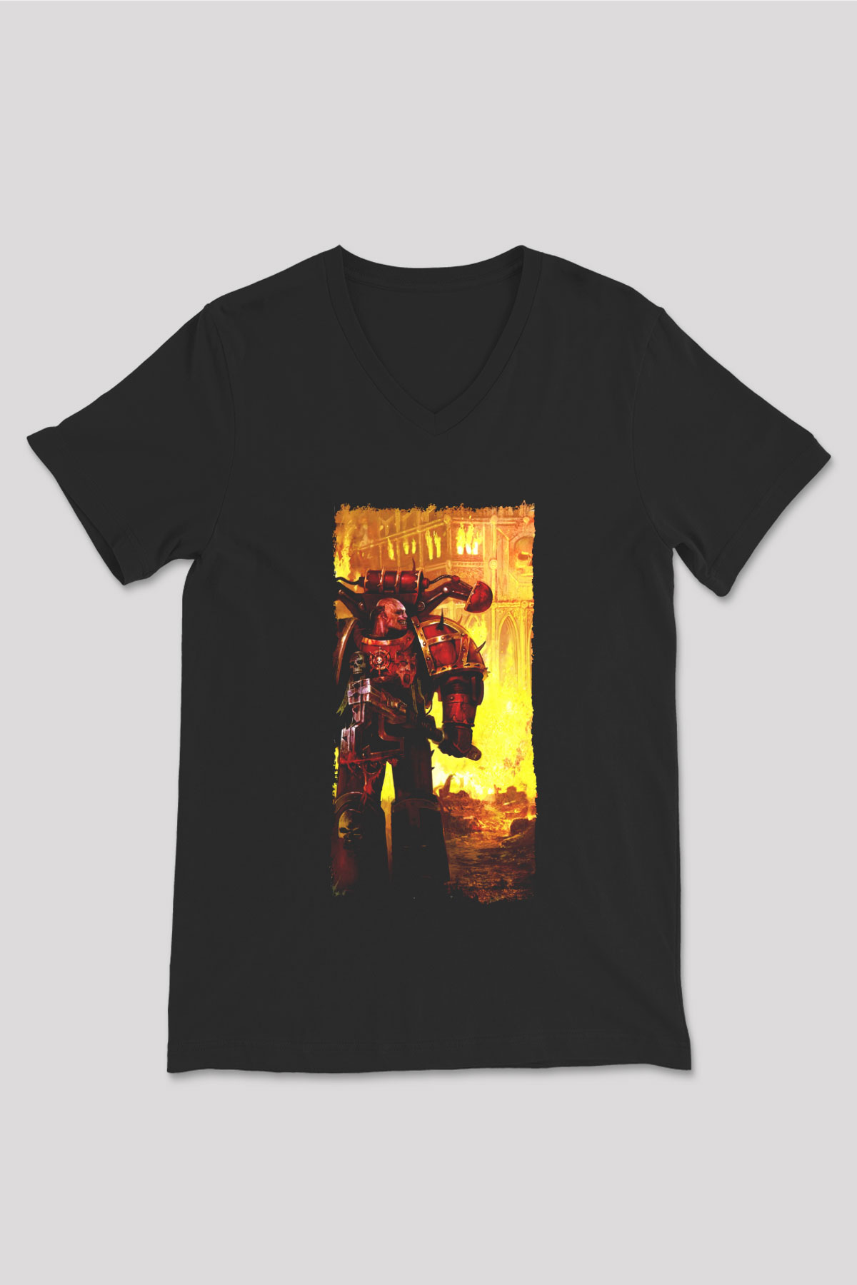 Warhammer Siyah Unisex V Yaka Tişört