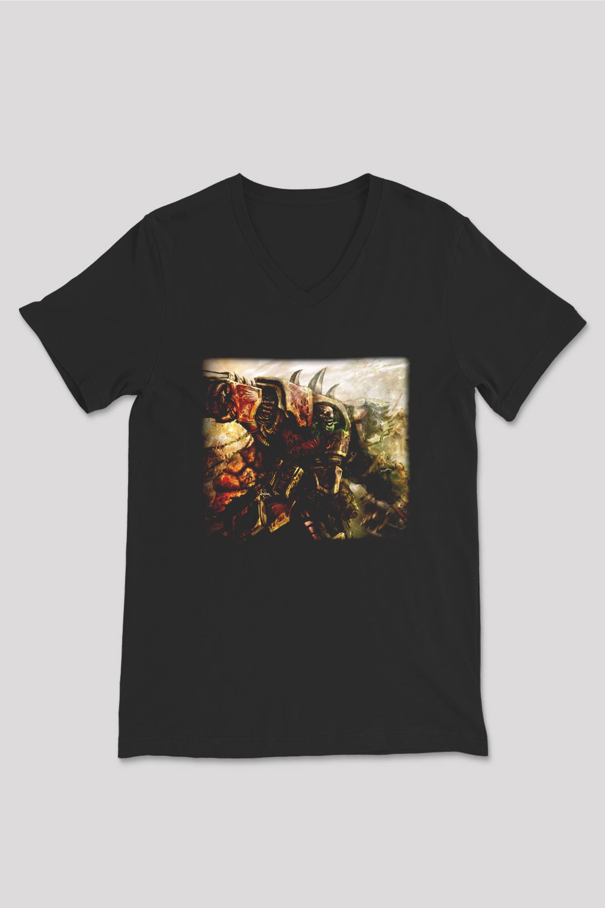 Warhammer Siyah Unisex V Yaka Tişört T-Shirt