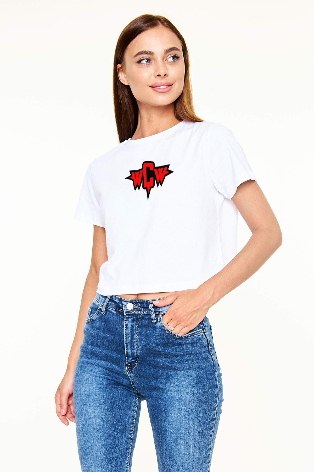 WCW Beyaz   Crop Top Tişört