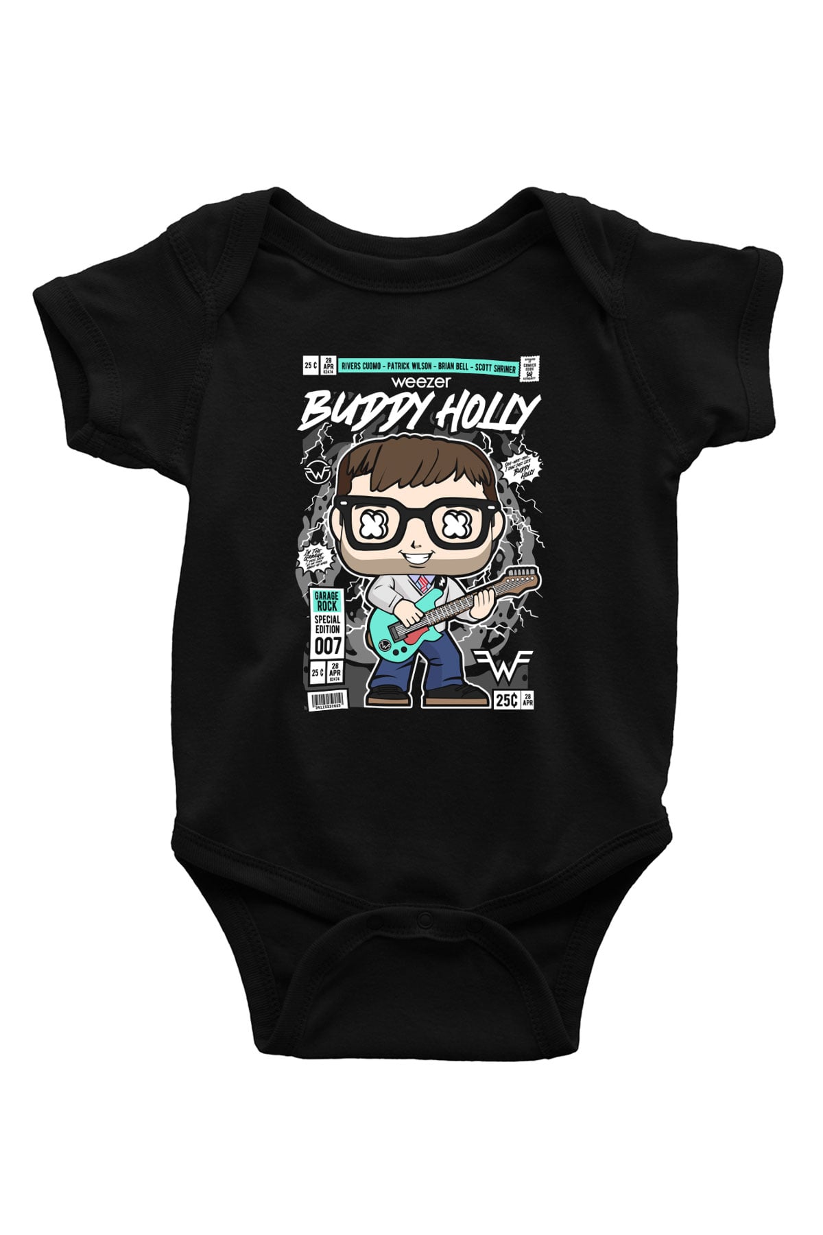 Weezer Baskılı Unisex Siyah Bebek Body - Zıbın