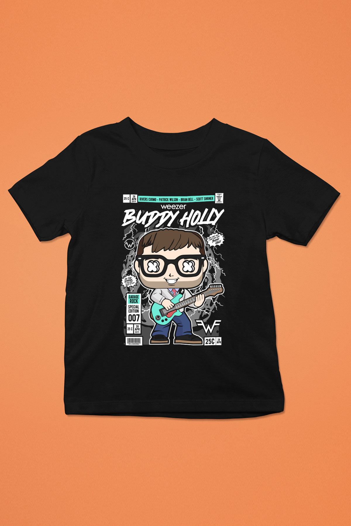 Weezer Baskılı Unisex Siyah Çocuk Tişört