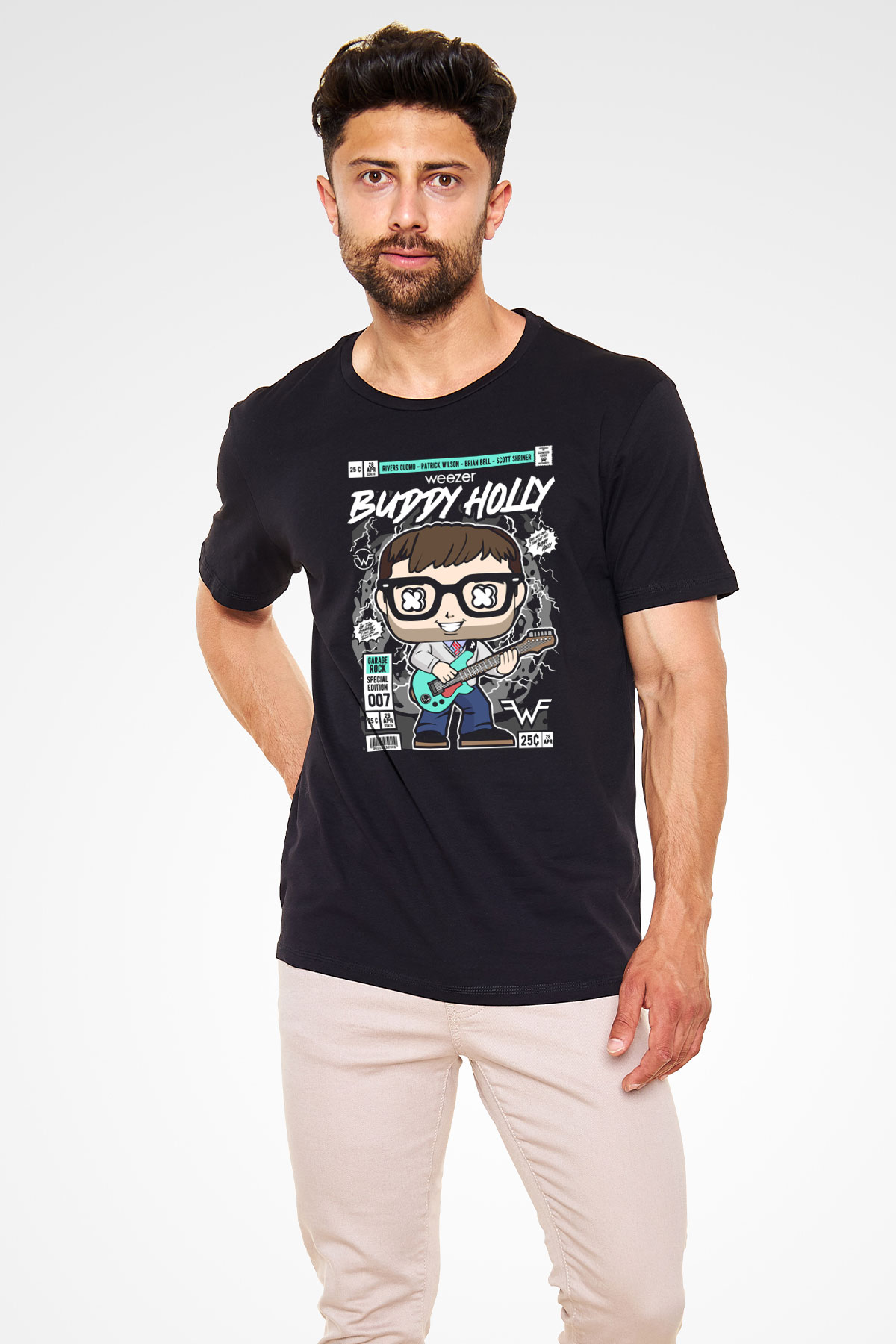 Weezer Baskılı Unisex Siyah Tişört