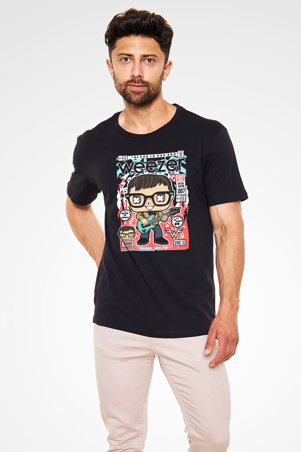 Weezer Baskılı Unisex Siyah Tişört