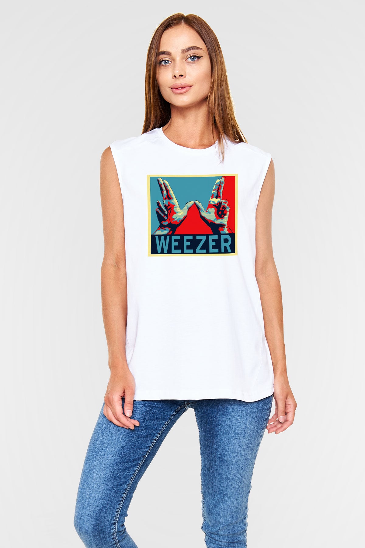 Weezer Beyaz Unisex Kolsuz Tişört