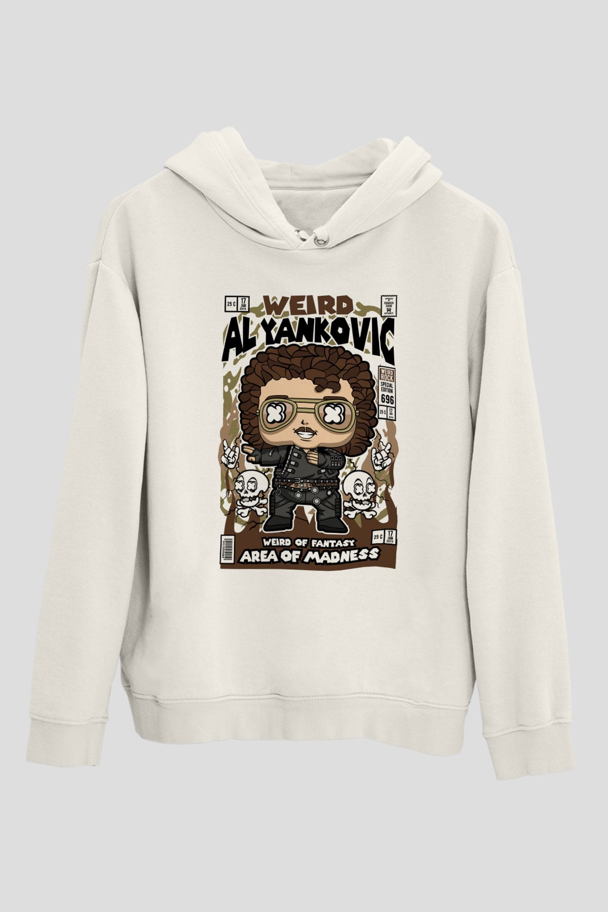 Weird Al Yankovic Baskılı Unisex Beyaz Hoodie