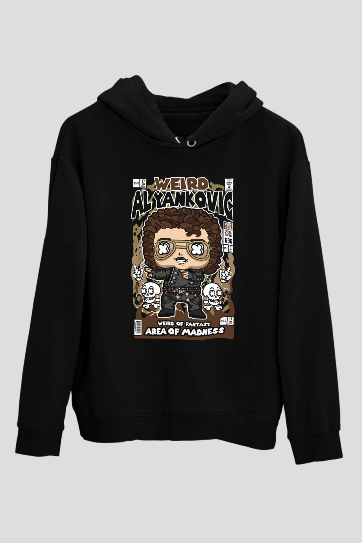 Weird Al Yankovic Baskılı Unisex Siyah Hoodie