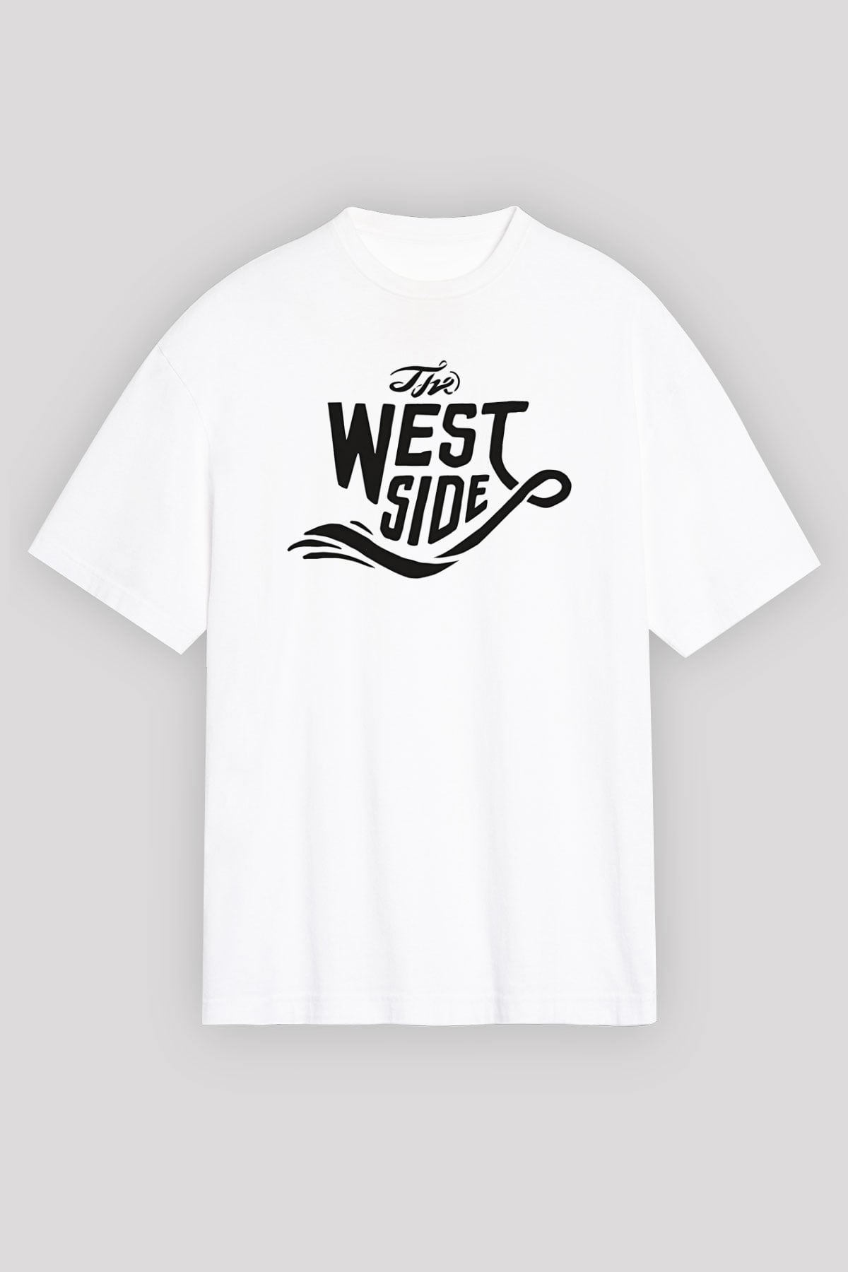 West Side Connection Baskılı Beyaz Unisex Oversize Tişört - Tshirt