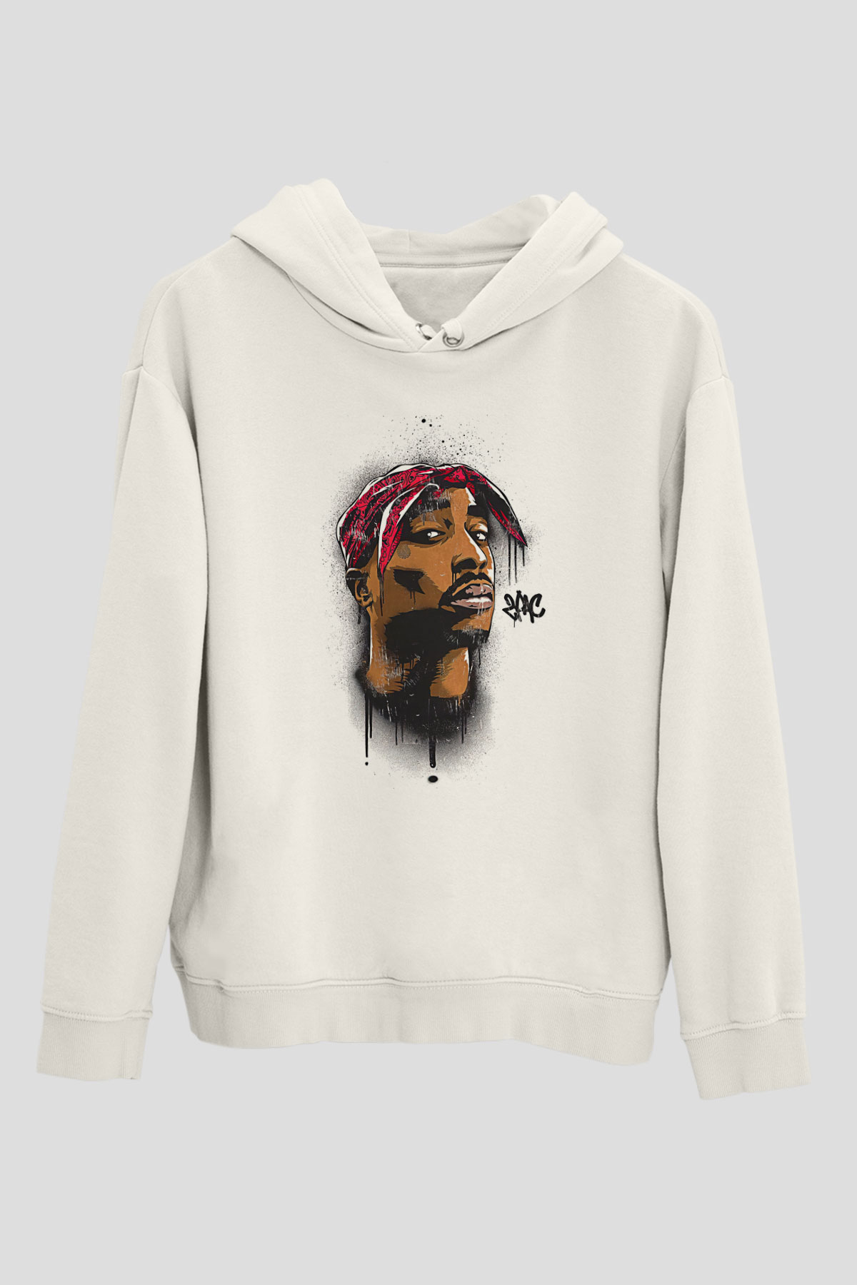 West Side Connection Baskılı Beyaz Unisex Kapüşonlu Sweatshirt