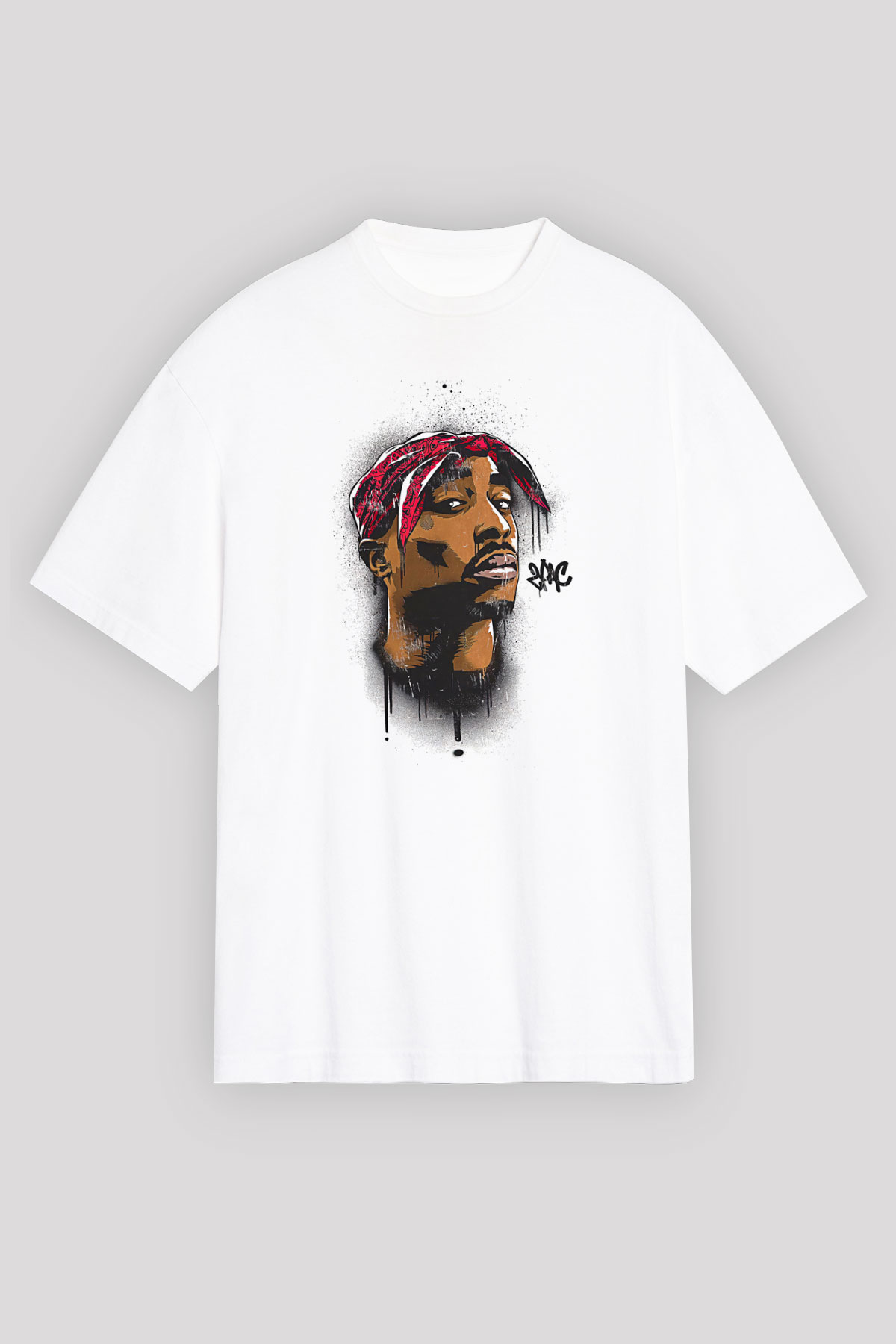 West Side Connection Baskılı Beyaz Unisex Oversize Tişört - Tshirt
